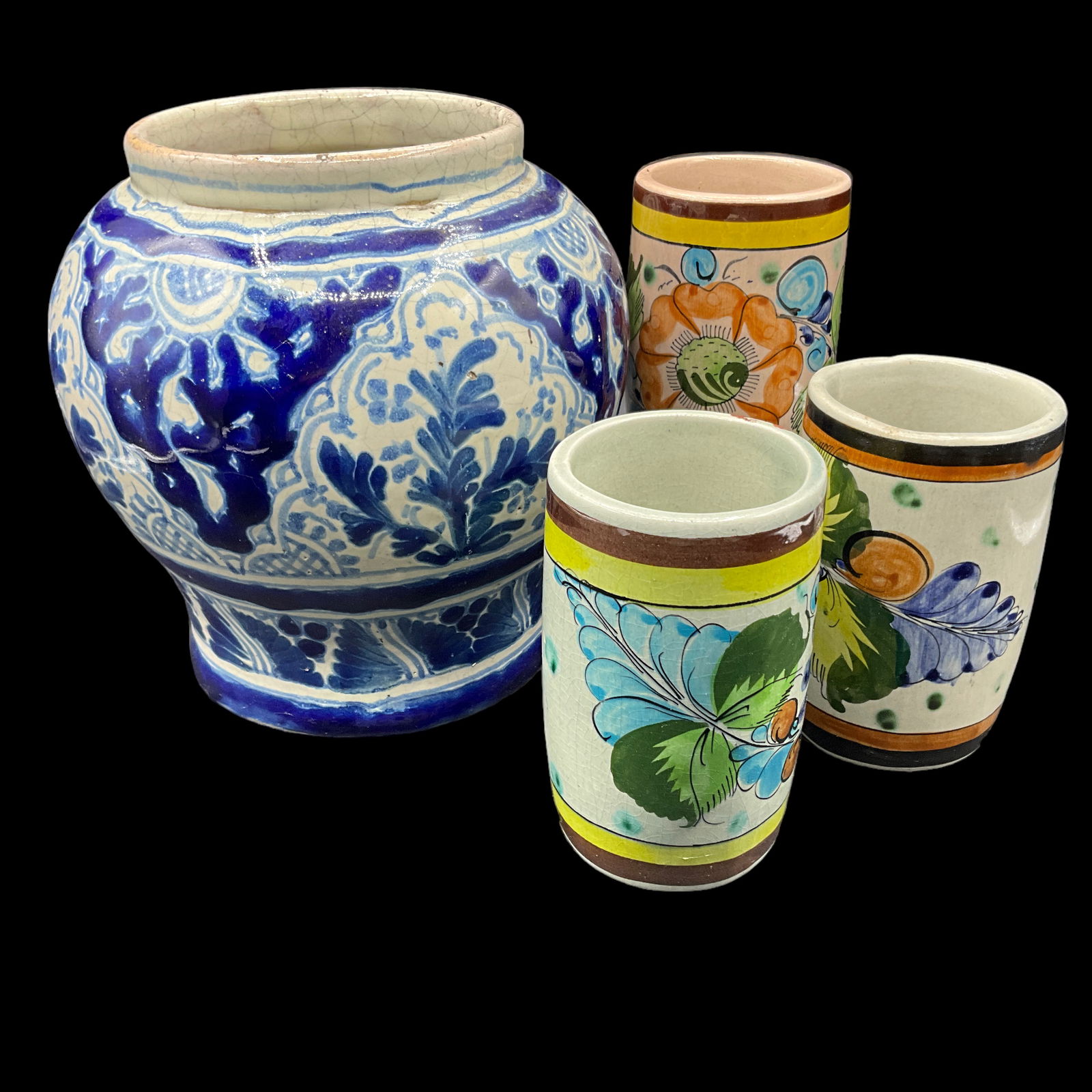 Mexican Pottery Urn & Tumblers (1 of 5)