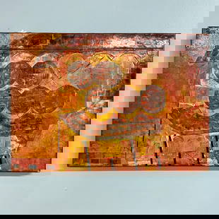 David Porter Abstract Collage: Original abstract collage, "Saga of the Norse," by David Porter (1962). Approx. 12"X17"