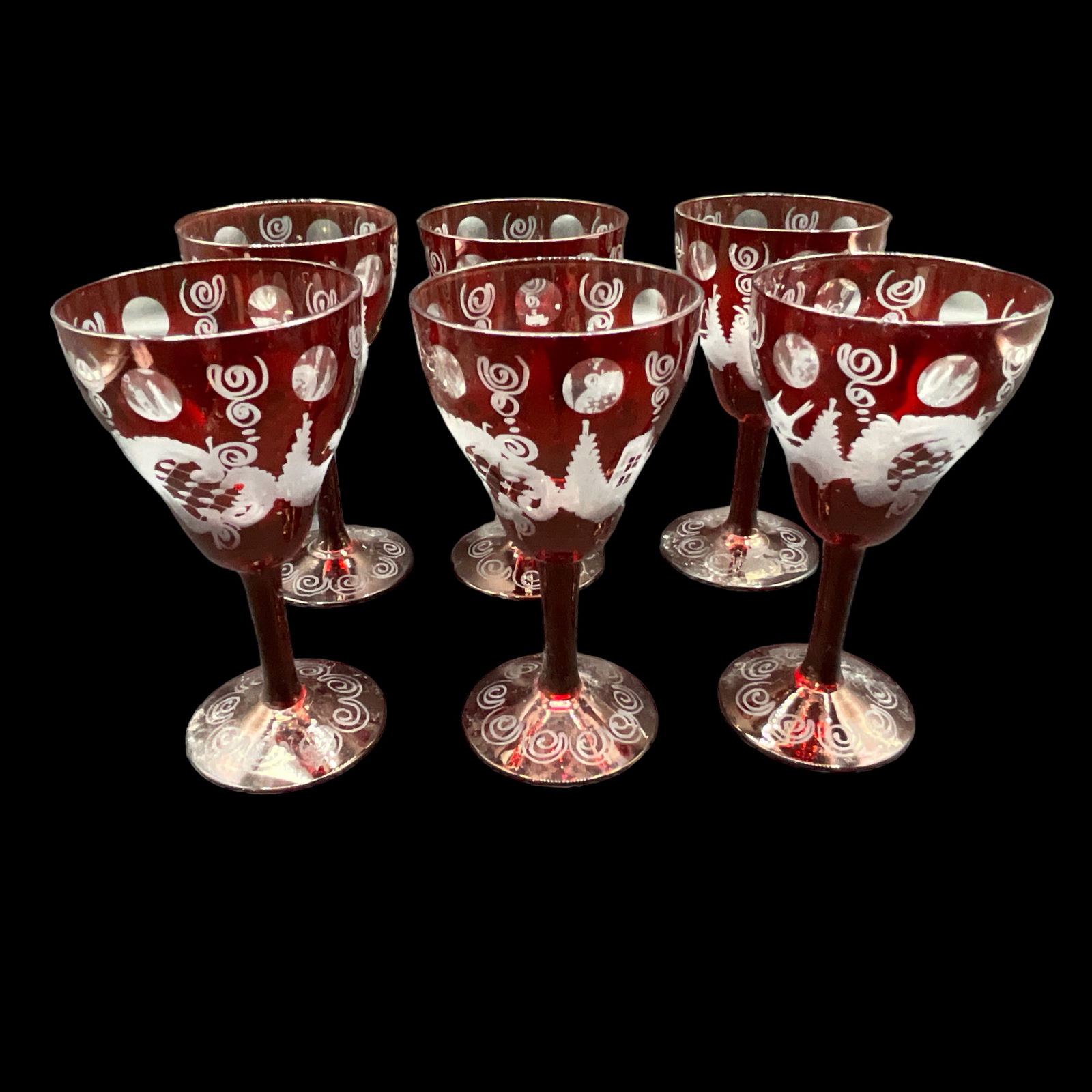Bohemian Cranberry Glass Eiswein Glasses (1 of 4)