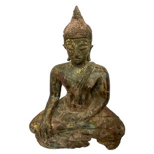 Gilt Bronze Buddha Statue AS IS: Gilt Bronze Buddha Statue AS IS. Approx. 8"x5 1/2" Chunk missing from bottom.