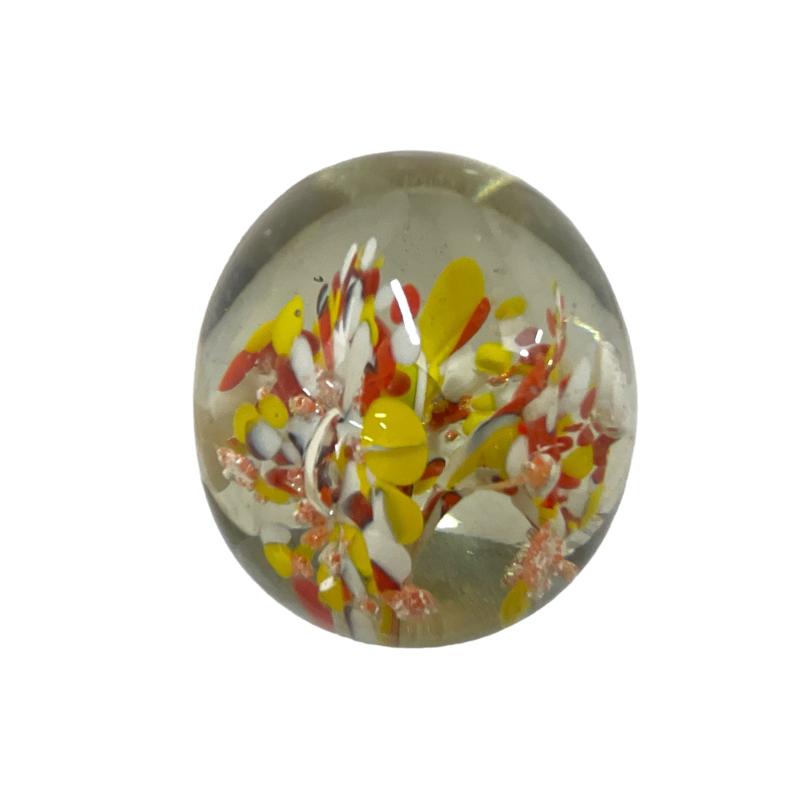 Red & White Flower, Glass Paper Weight (1 of 3)