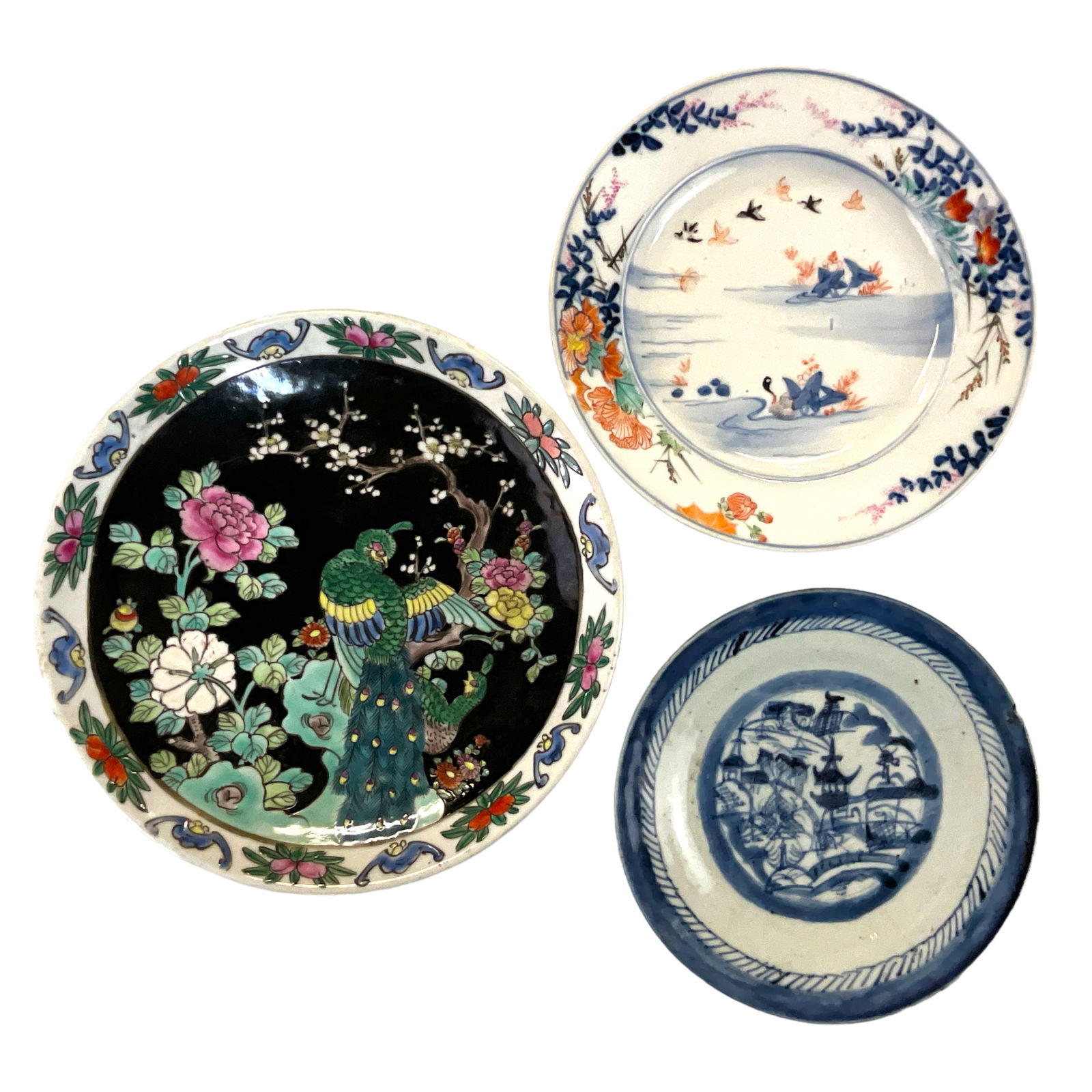 Lot of 3 Plates, Famille Noire, Kutani, Canton (1 of 7)
