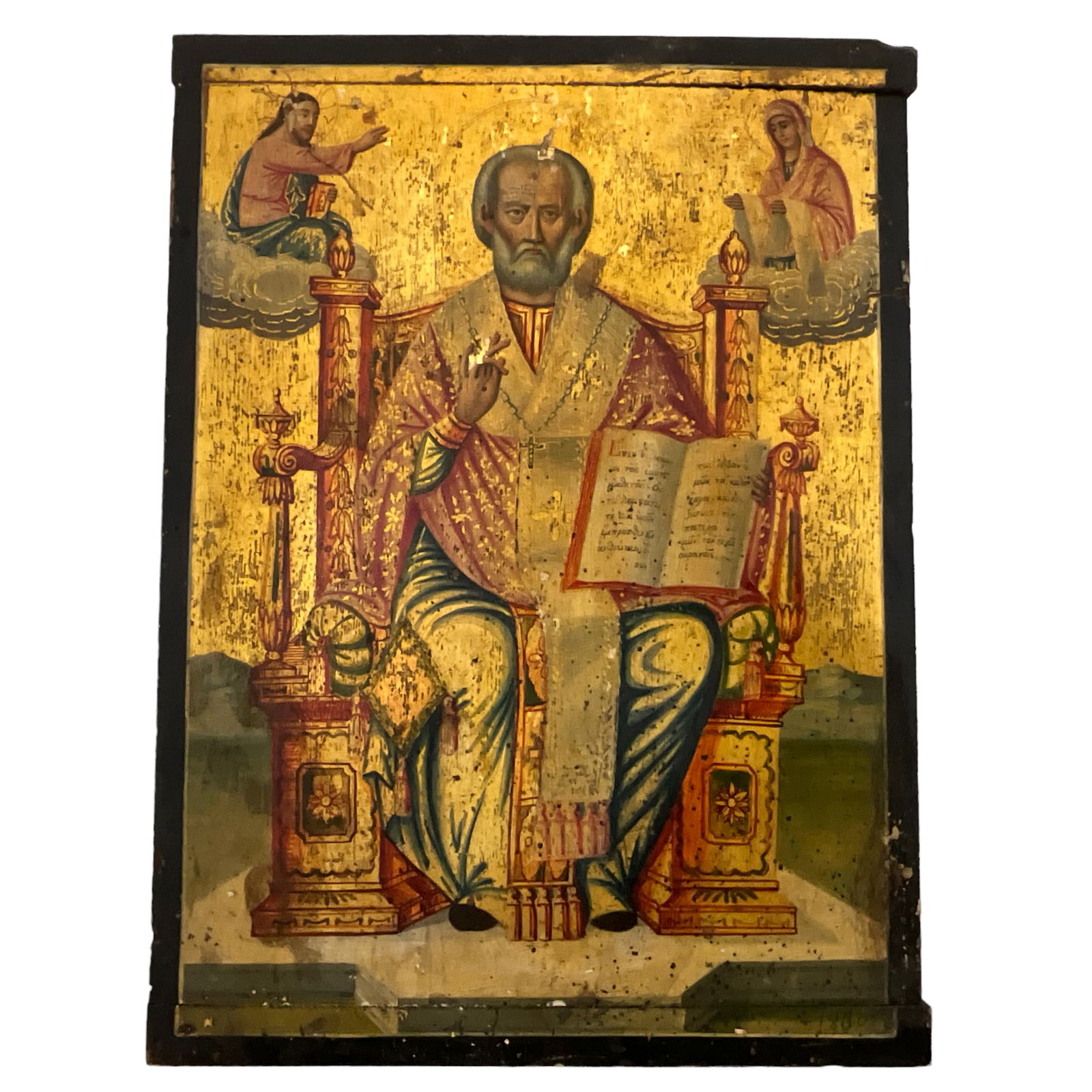Russian Icon Painted on Board, Saint Nicholas (1 of 7)