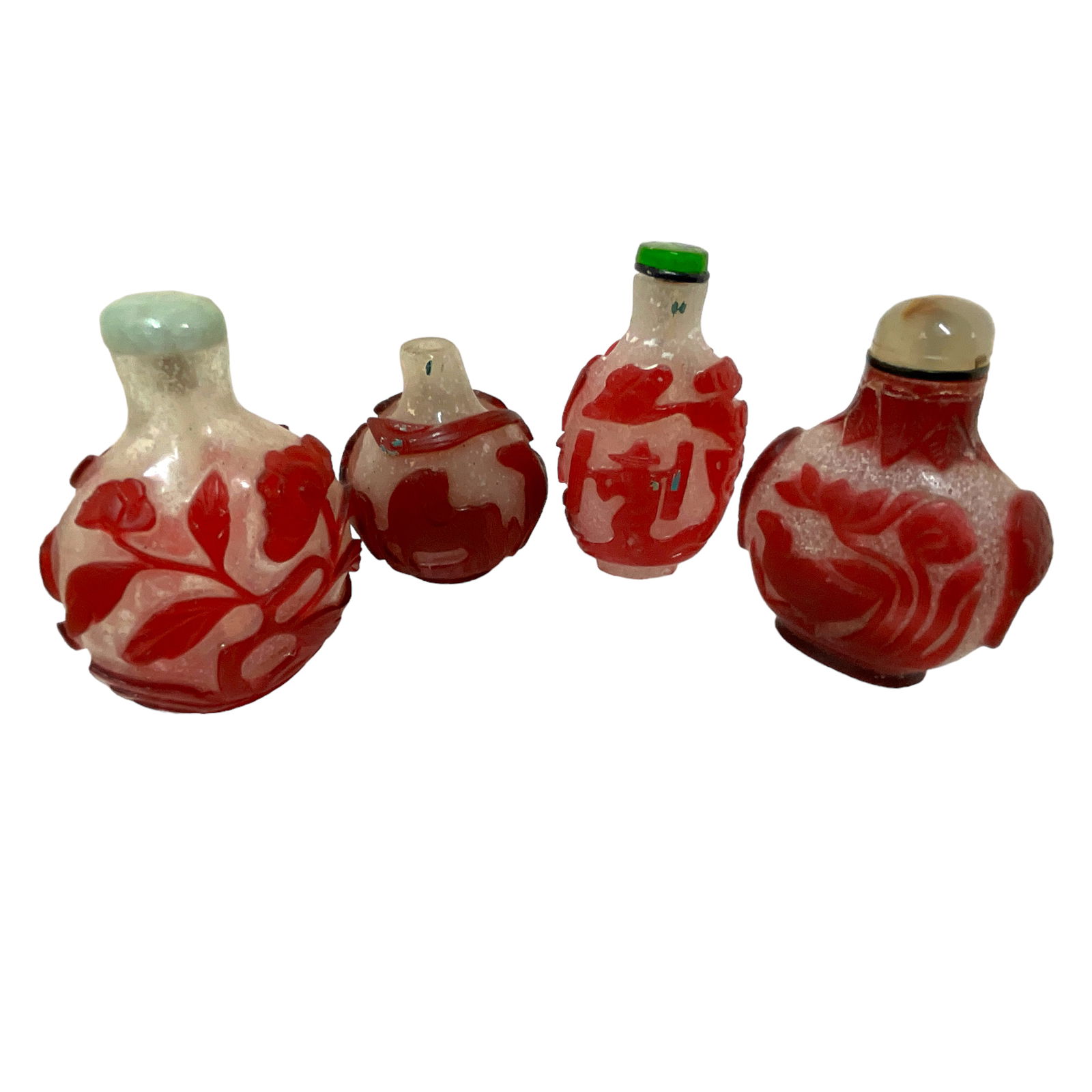 Set of Four Chinese Crackle Glass Snuff Bottles (1 of 4)