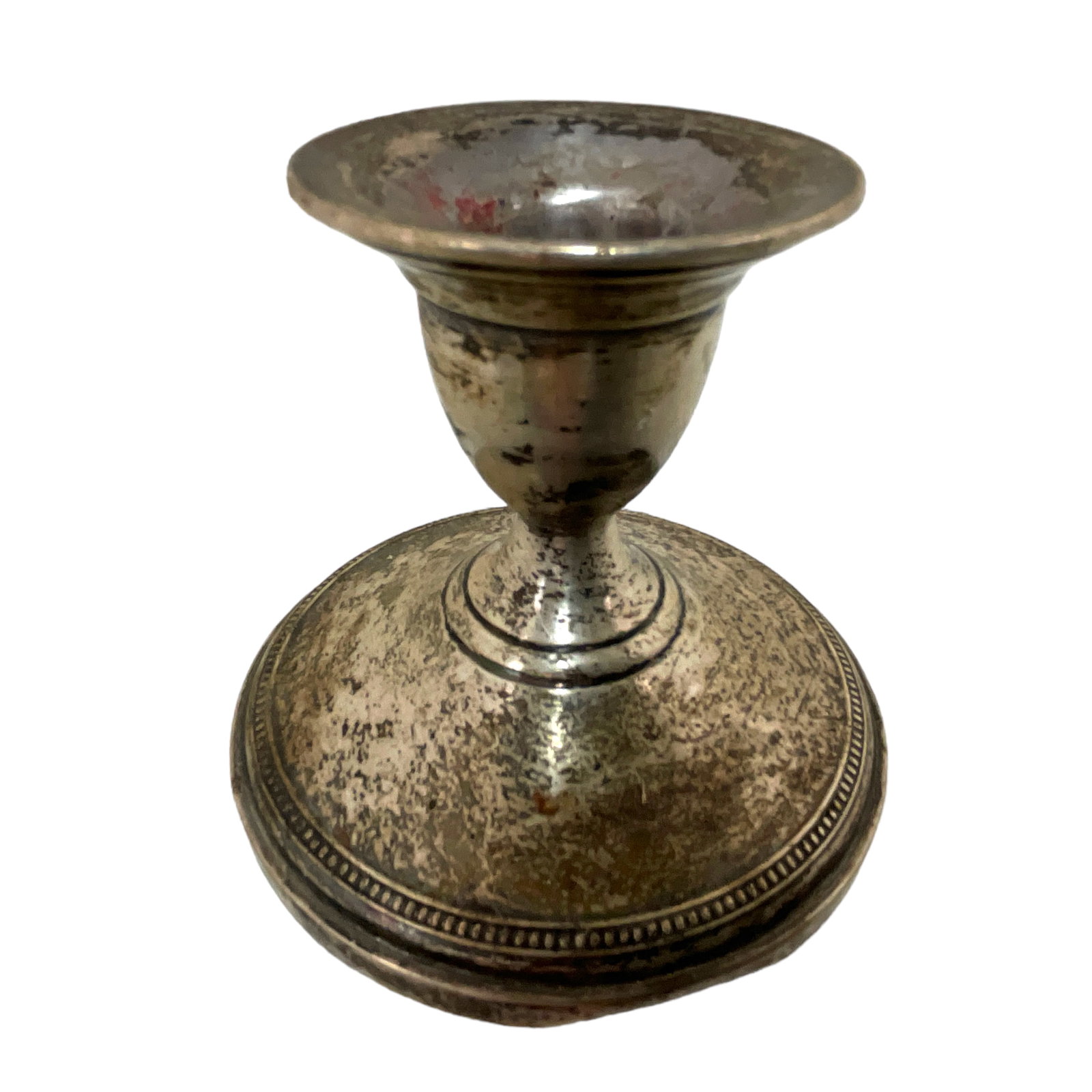 Sterling Silver Candle Holder: Sterling Silver Candle Holder Approx. 2 1/2" tall. Dent in base.