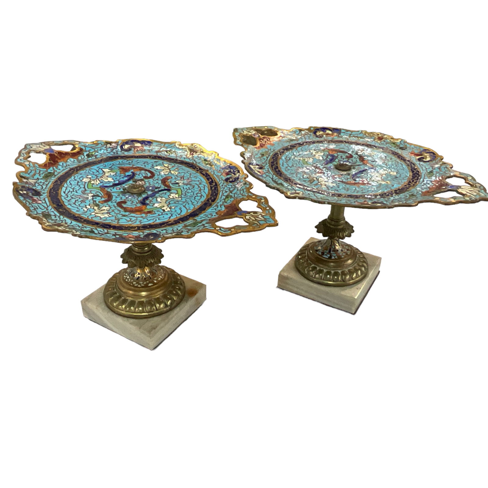 French, Bronze Enamel Champleve Tazza Pair (1 of 7)