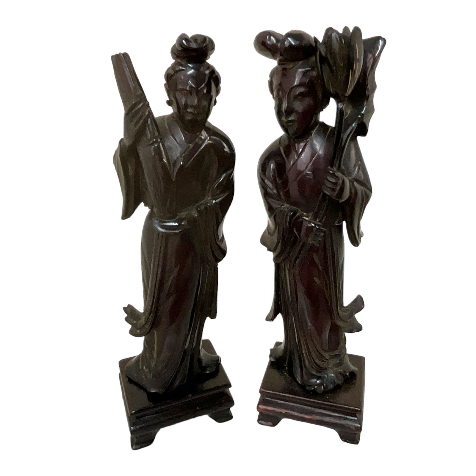Chinese Carved Resin Figural Women, Pair (1 of 4)
