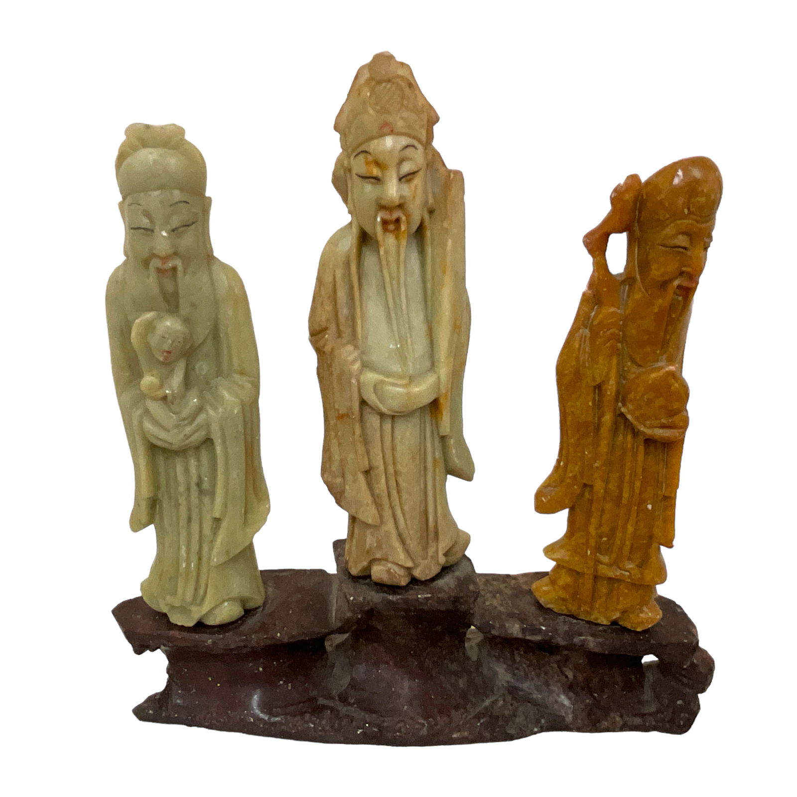 Soapstone Carving of 3 Chinese Sages on Base (1 of 3)