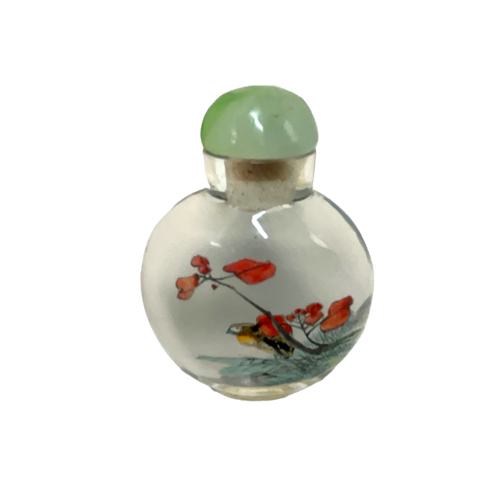 Chinese Reverse Painted Glass Snuff Bottle with Scene of Bird and Tree (1 of 3)