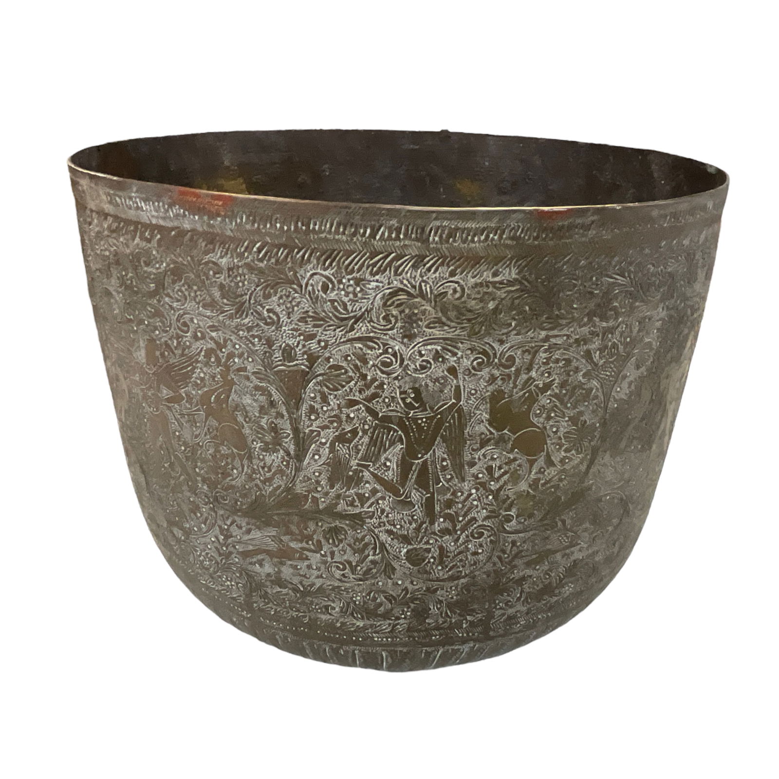 Indian Motif Engraved Bronze Planter (1 of 3)