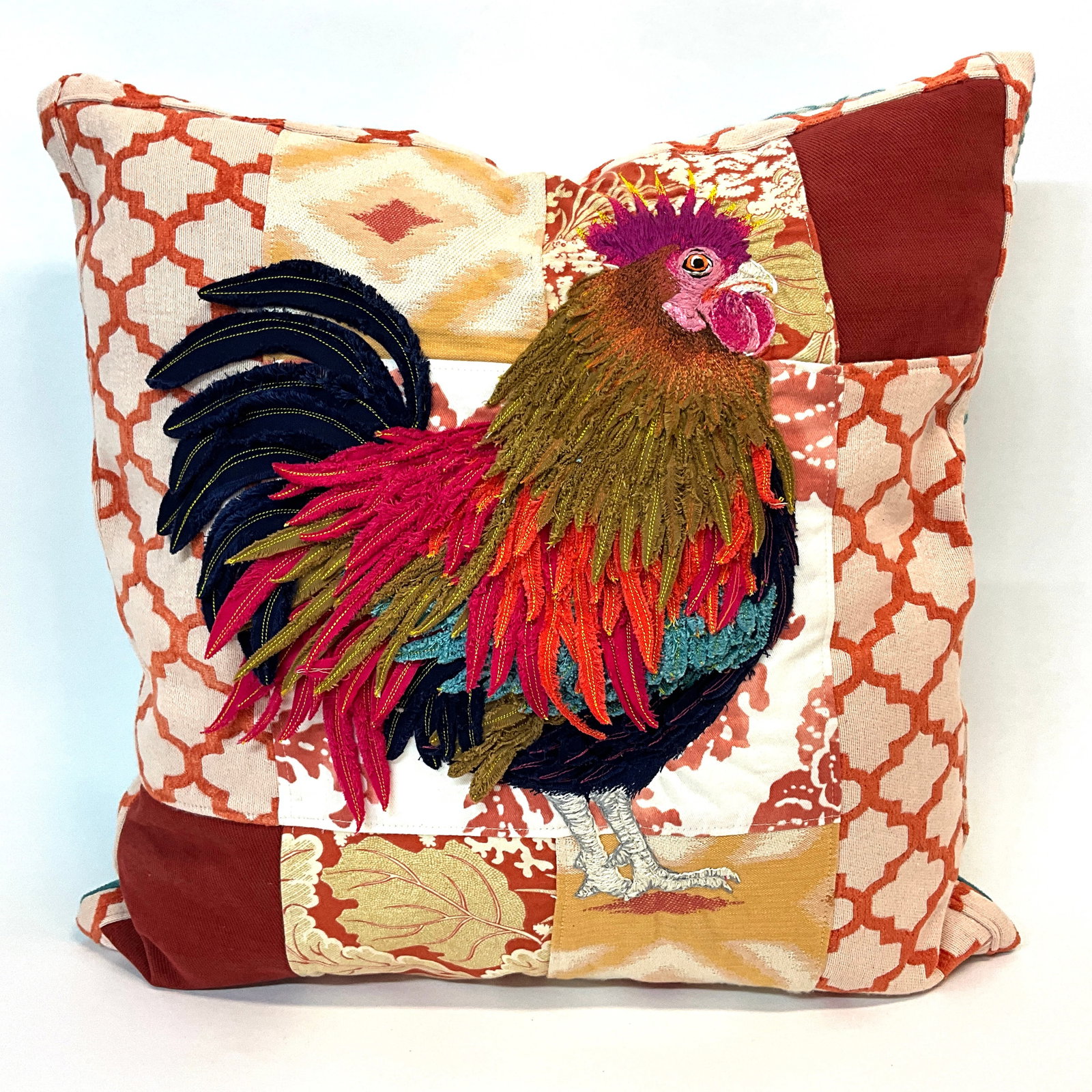 One of a Kind Original Artisan Pillow Rooster (1 of 6)