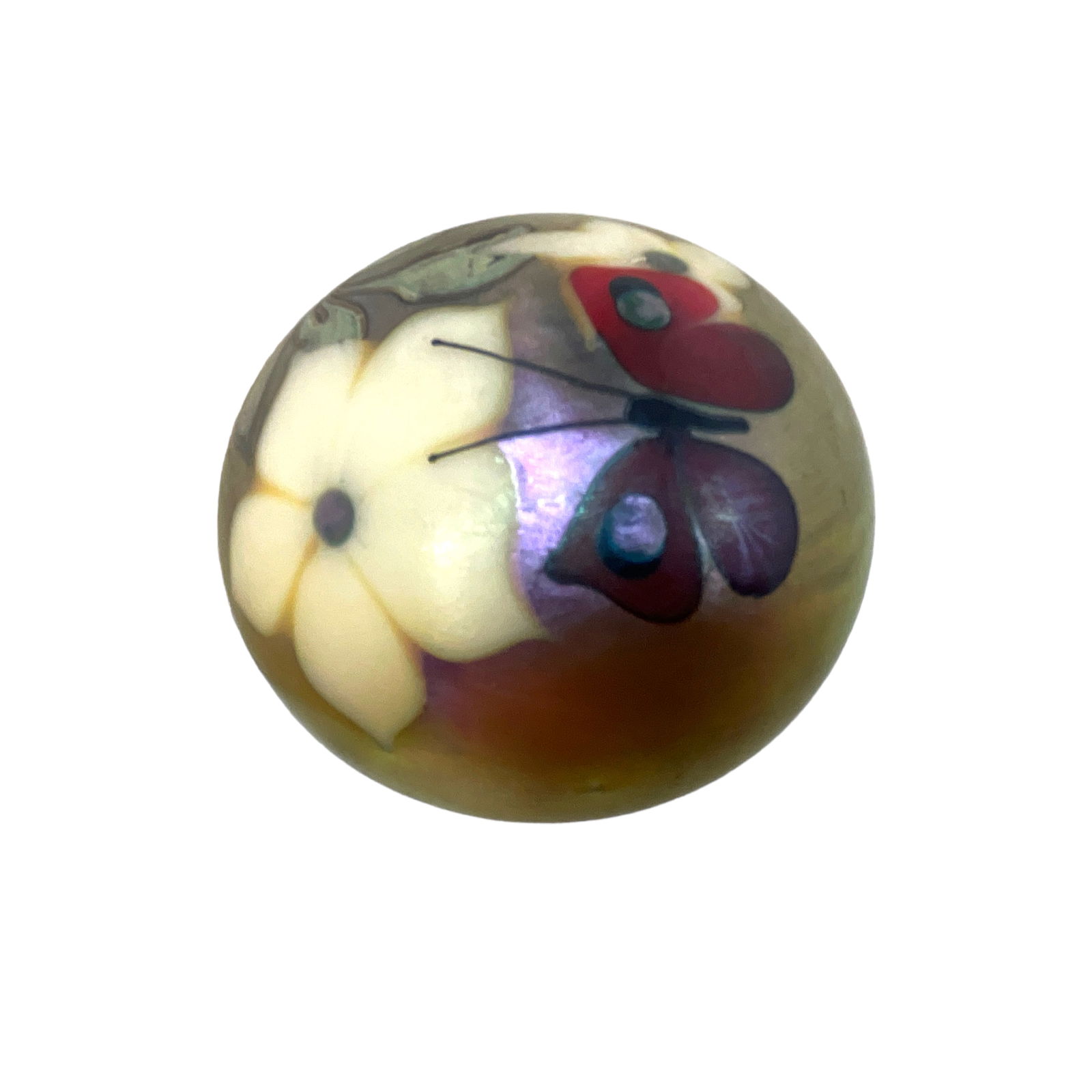 Vintage Orient & Flume Paperweight w/Flowers & Butterfly (1 of 4)