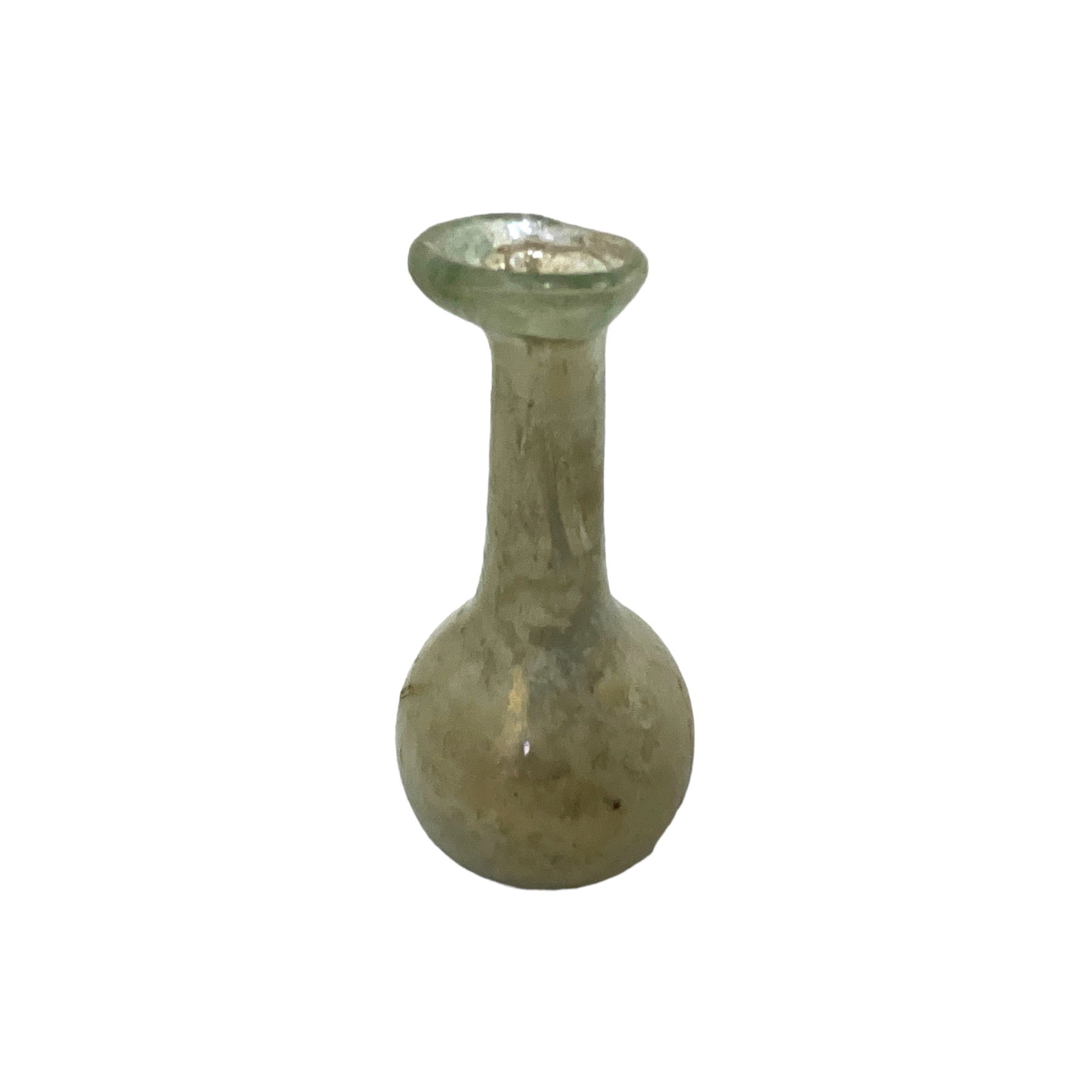 Ancient Roman Glass Unguentarium: 2nd Century, Ancient Roman Glass Unguentarium. Approx. 3" tall.