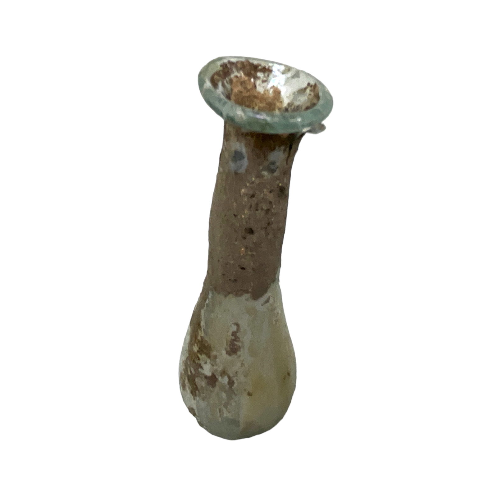 Ancient Roman Glass Unguentarium: 2nd Century, Ancient Roman Glass Unguentarium. Approx. 3 1/4" tall.