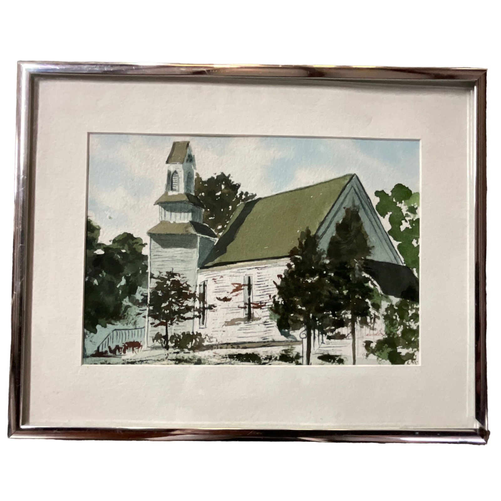 Douglas Congregational United Church of Christ Watercolor by E. Vanderberg (1 of 4)