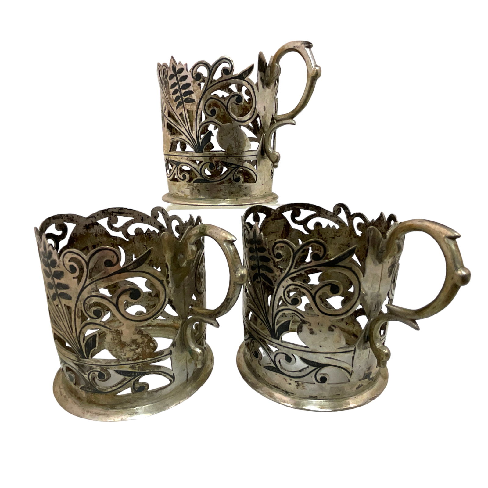 Sterling Silver, Handled Glass Holders (lot of 3) (1 of 7)