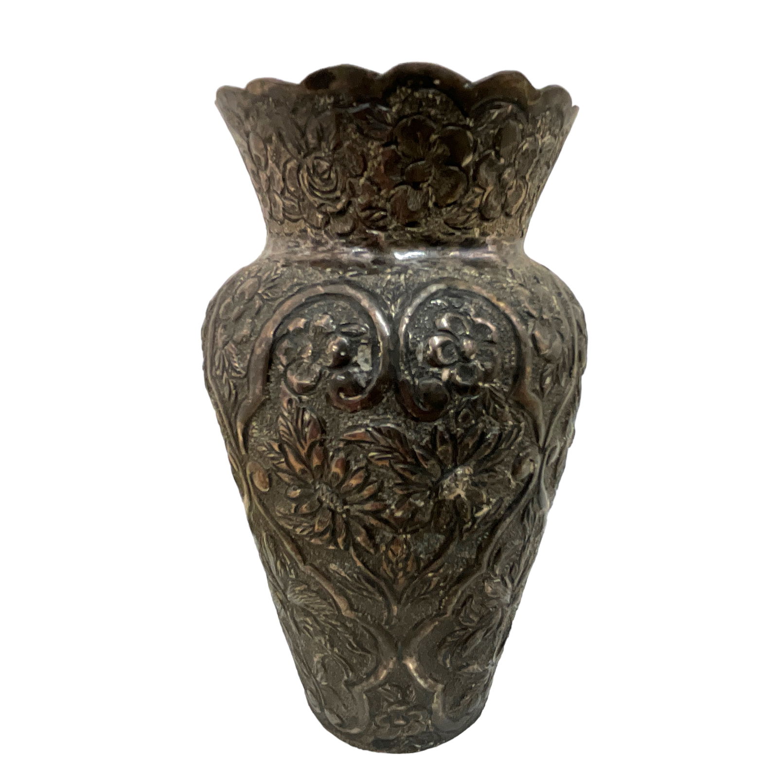 Sterling Silver, Embossed Chinese Vase (1 of 3)