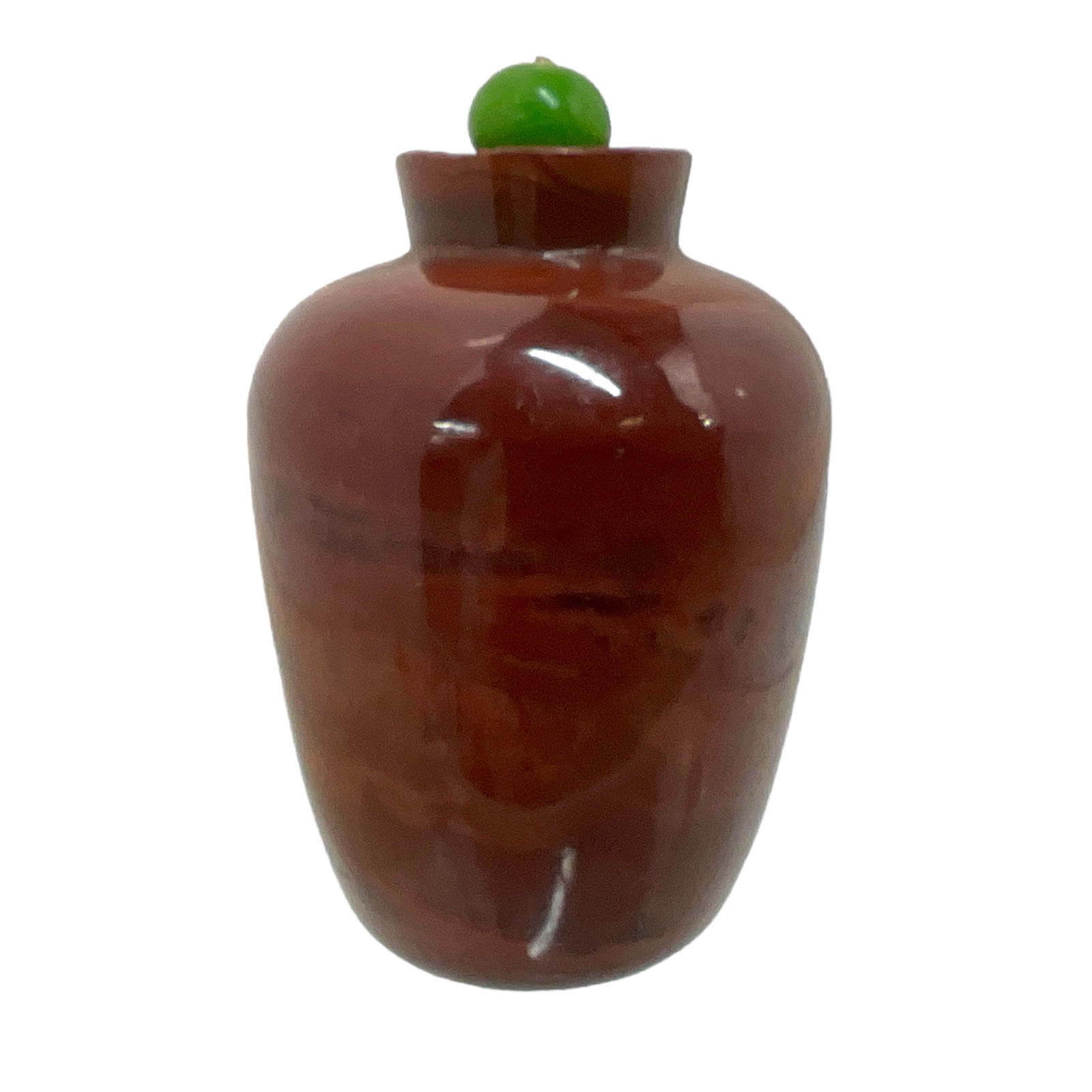 Chinese Snuff Bottle with Green Glass Lid (1 of 5)