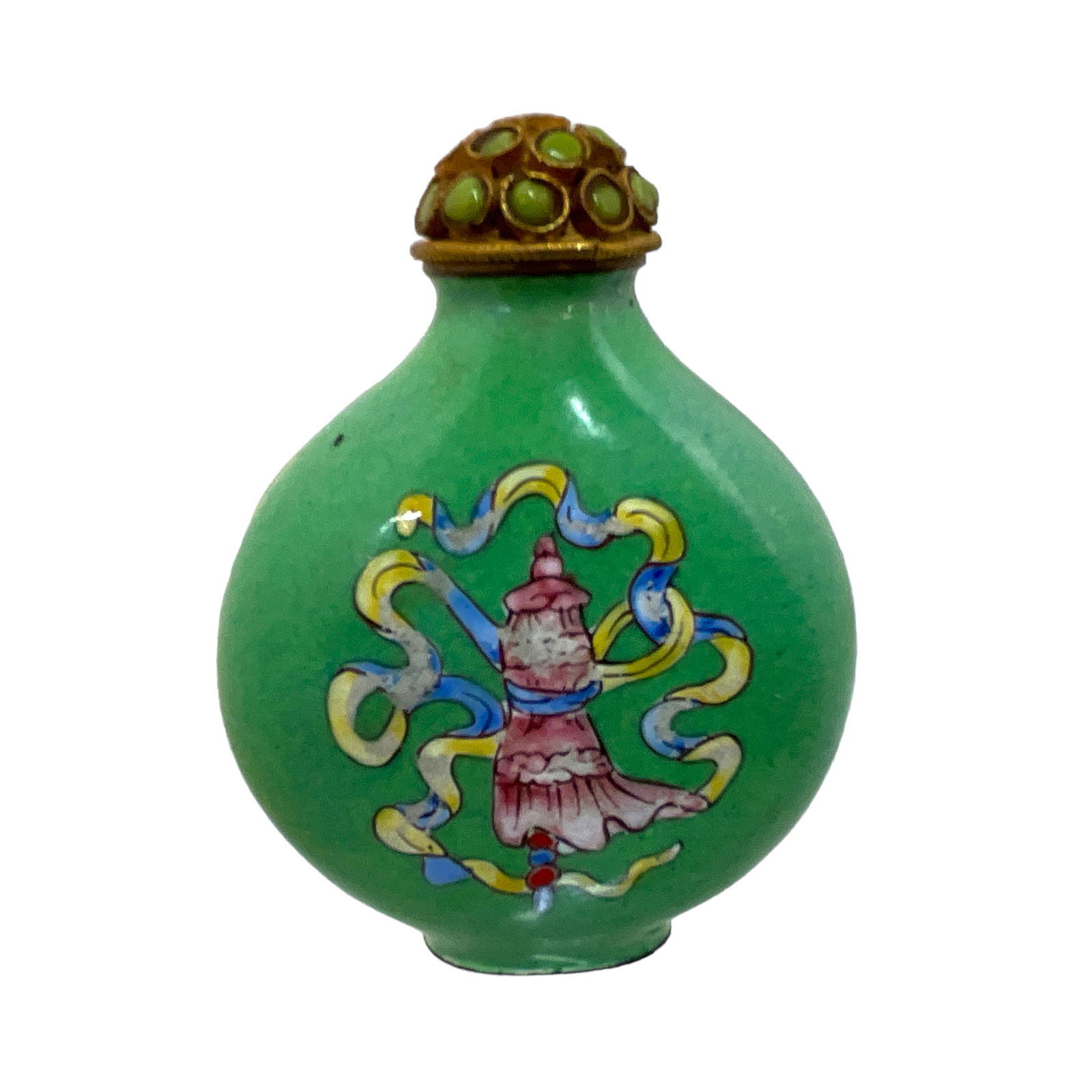 Chinese Porcelain & Enamel Hand Painted Snuff Bottle with Jade & Coral (1 of 5)