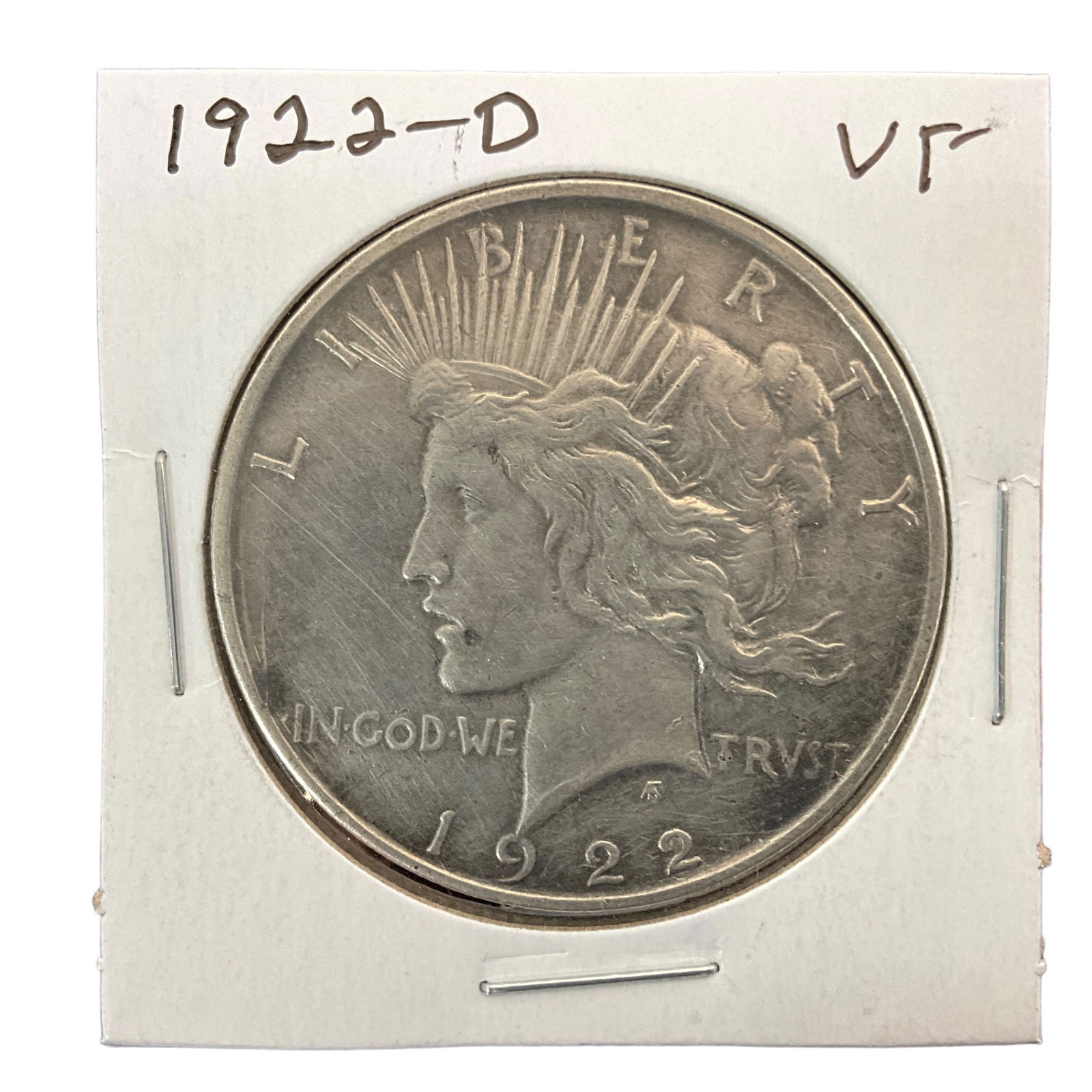 1922-D US Peace Silver Dollar, Grade VF (1 of 2)