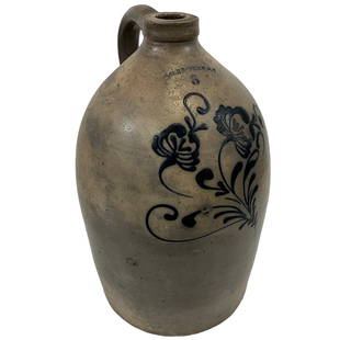 Galesville NY Salt Glazed Cobalt Jug, 3 Gallon: Salt glazed cobalt jug, 3 gallon. Stamped Gales-Ville, NY