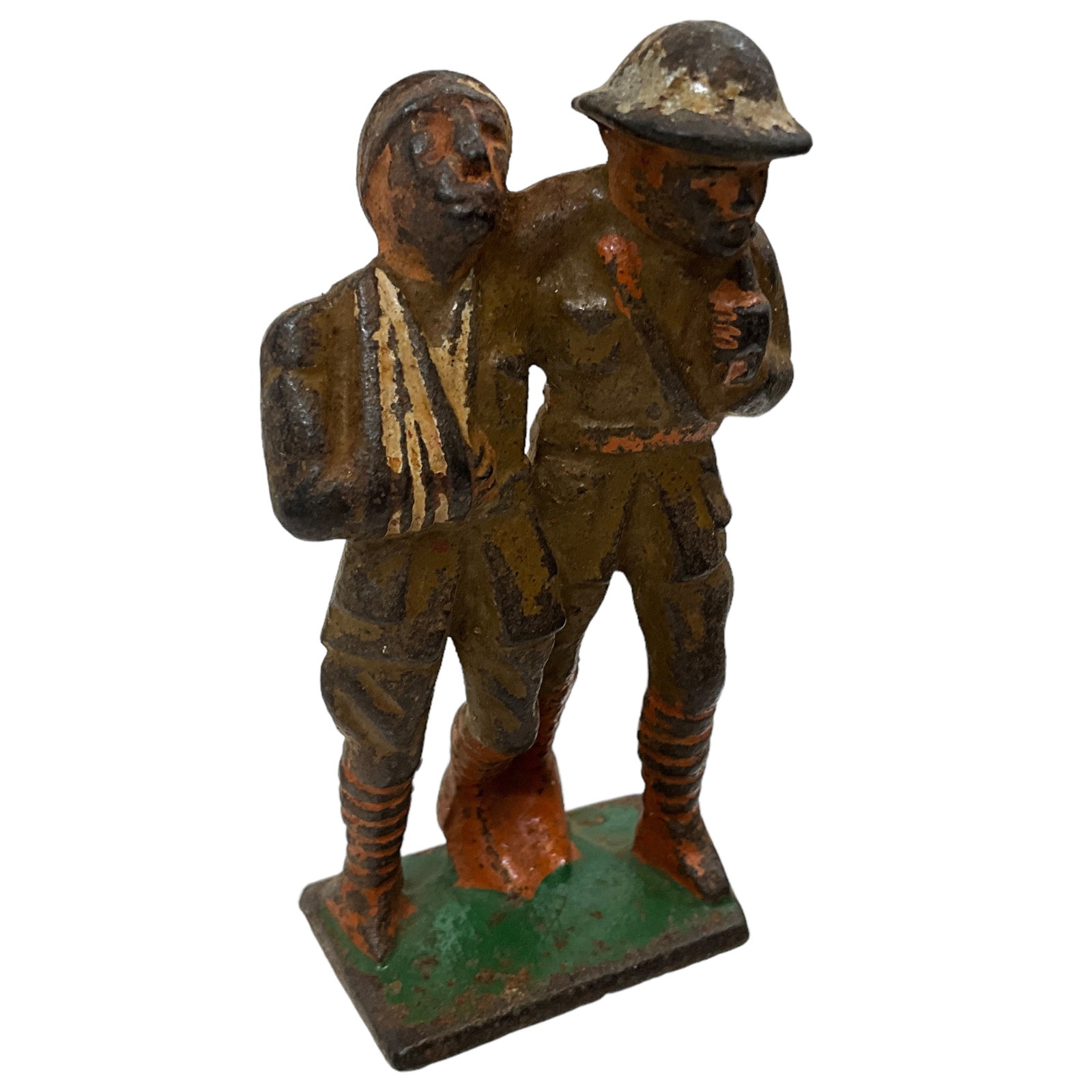 Grey Iron Doughboy w/Wounded Soldier, RARE (1 of 3)