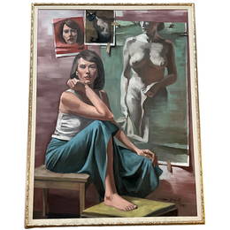 Adam (Grochowski) Grant (1924-1992), "Studio Sketches" oil on canvas