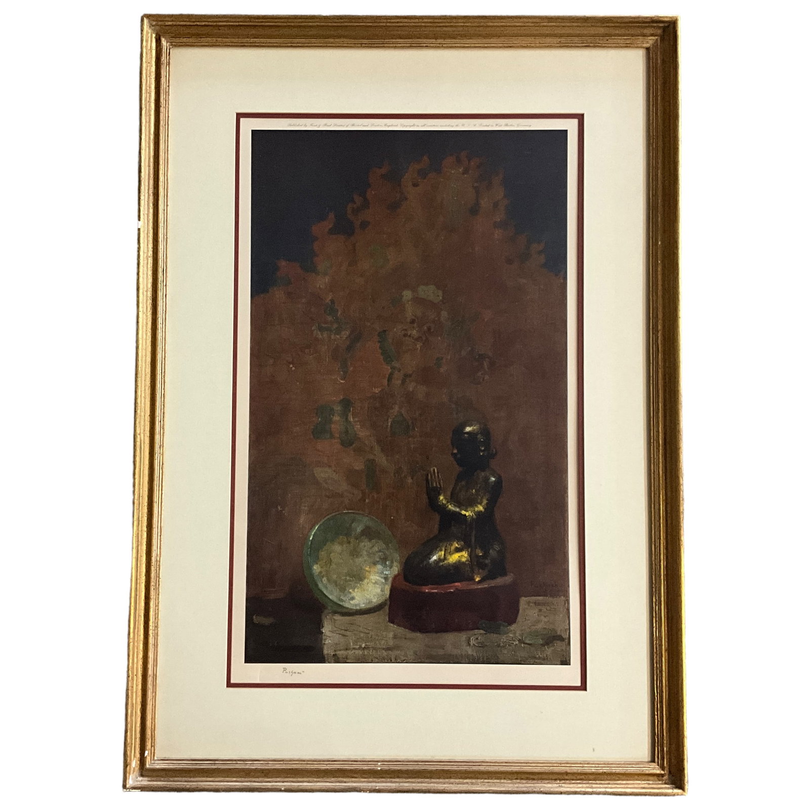 Hovsep Pushman (1887-1966), "The Fire Worshiper" artist's proof in color.: Artist's proof in color "The Fire Worshiper" by Hovsep Pushman (1877-1966). Measures 35" H X 24.5" W (OA), and 23.75" X 14.75" (SS). Hovsep was active/lived in New York, California / Armenia and is kn