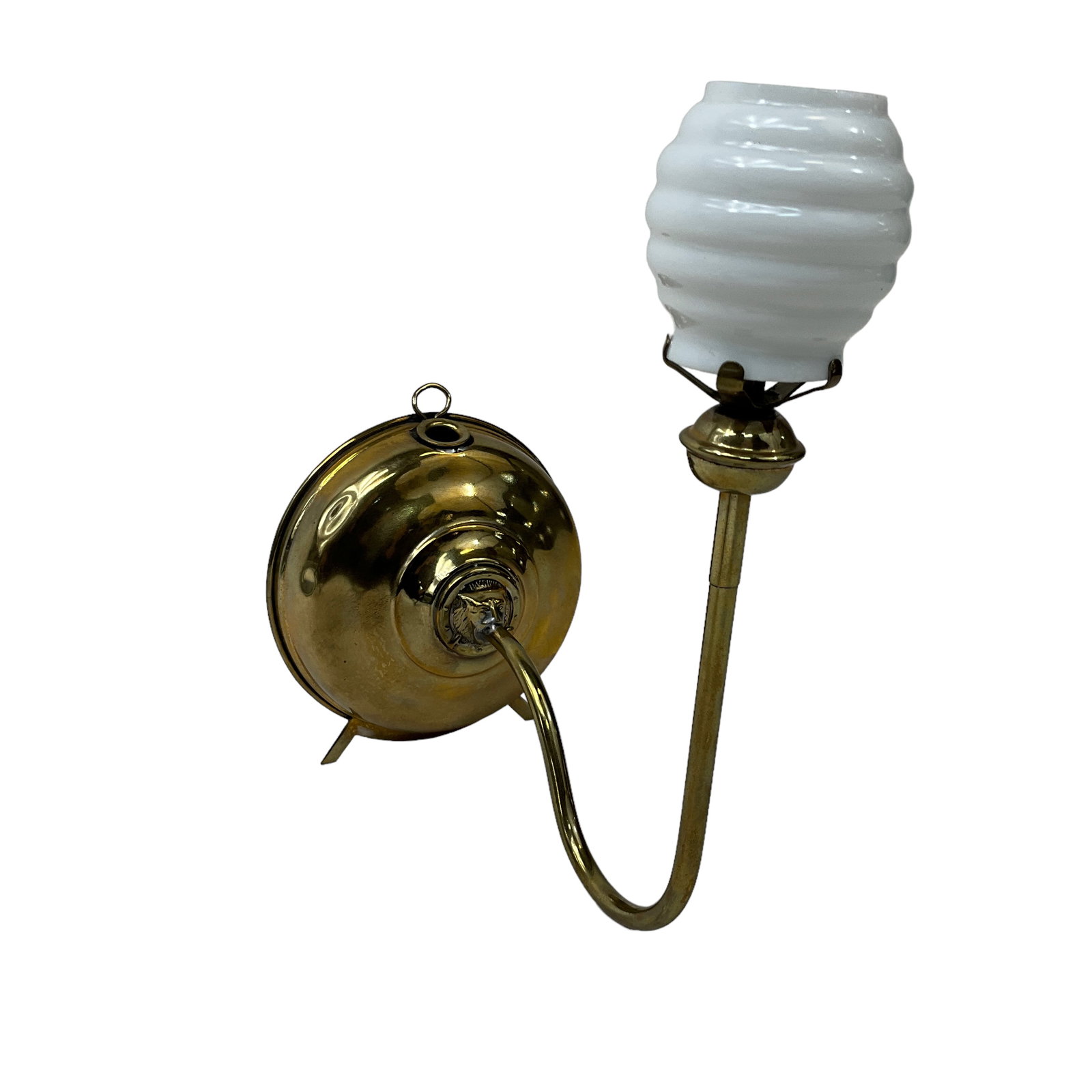 Victorian Night Lamp, "The Little Beauty" White Beehive Globe, Brass Hardware. (1 of 4)