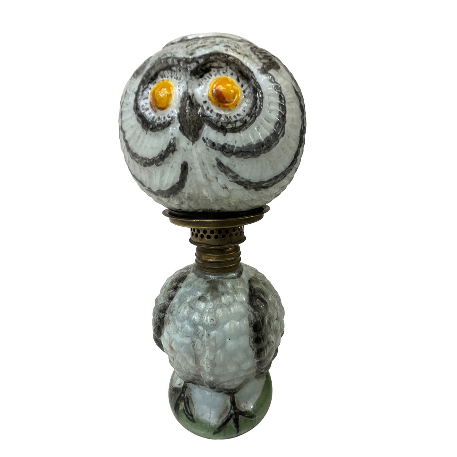 Miniature Figural Oil Lamp, Grey Owl (1 of 3)