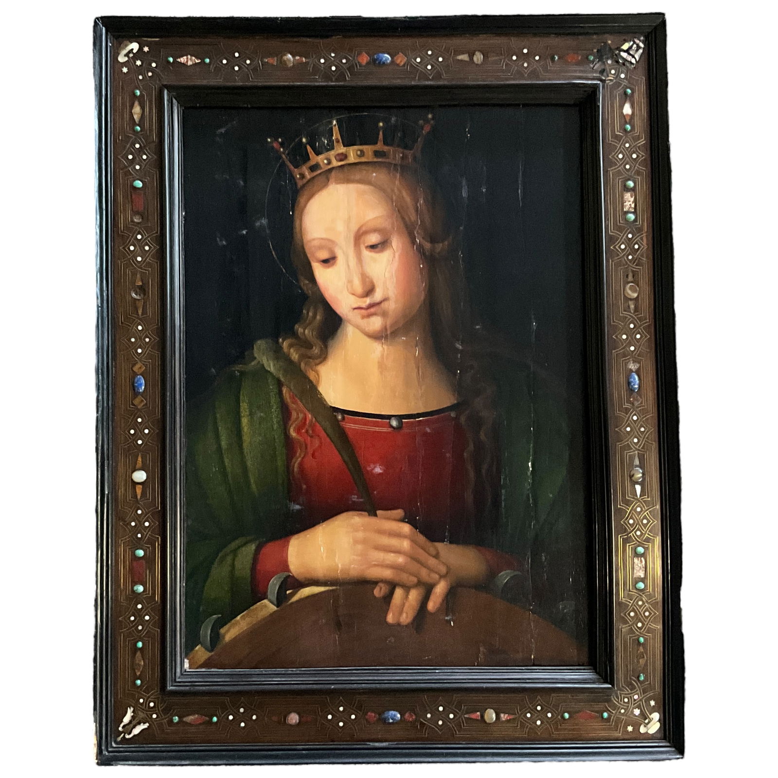 St. Catherine of Alexandria, Oil on Board, Decorative Frame (1 of 6)