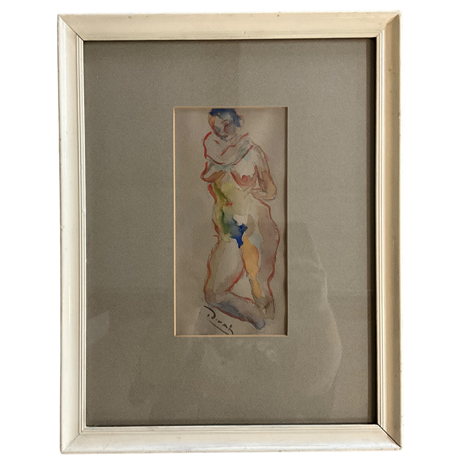 Andre DeRain (1880-1954), Watercolor, Nude: Undated nude watercolor by Andre DeRain (1880-1954). Signed by artist. Measures approx. 18 1/4" x 14 1/4" OA; 9 1/2" x 4 3/4" SS. Derain was born at Chatou, which was then a kind of artists' colony at