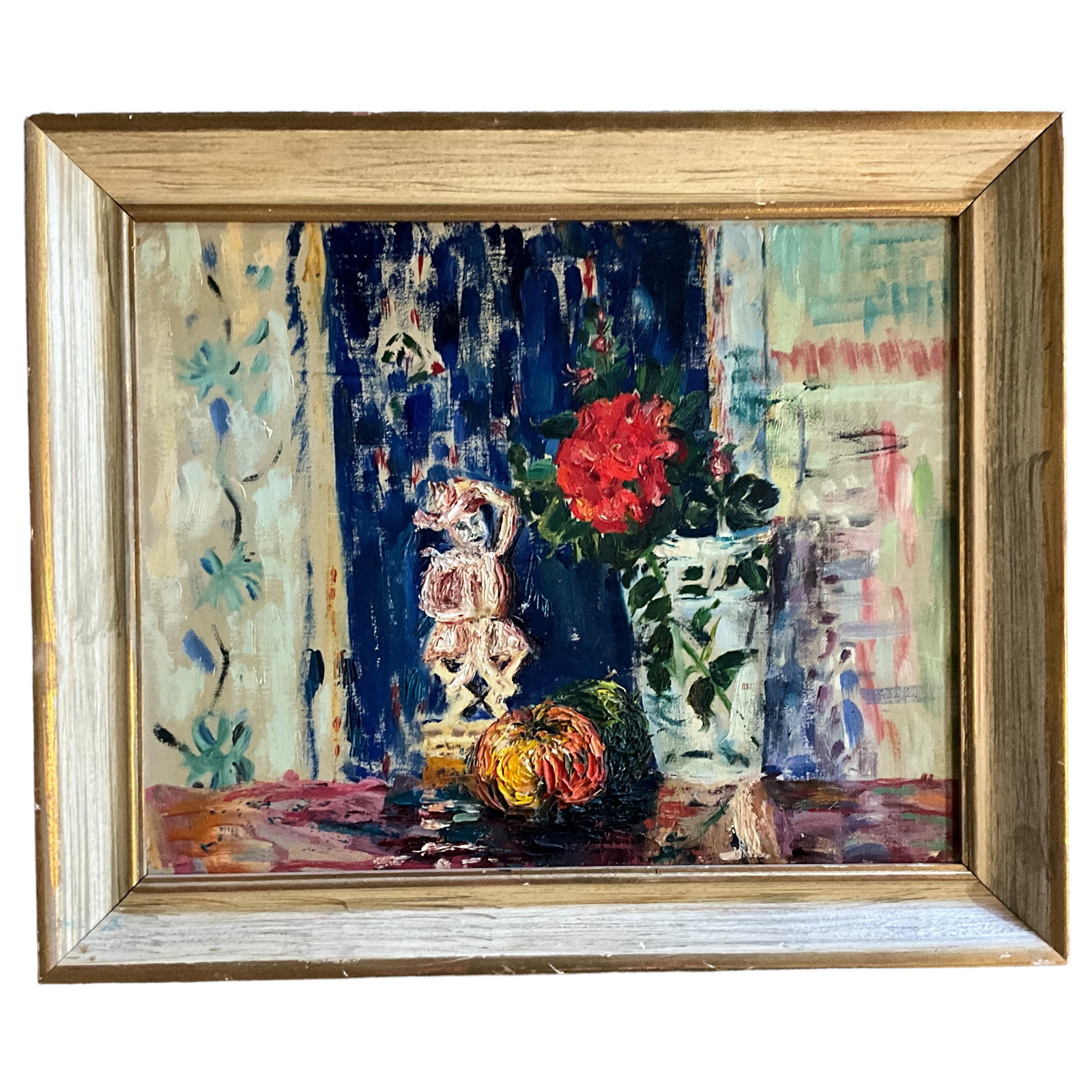 Alvina Sabanas (1914-2008), Still Life, Oil on Board: Unnamed oil on board by Alvina Sabanas. Measures approx. 17 1/4" x 20 3/4" OA; 13 1/4" x 16 3/4" SS. Alvina Sabanas-Wells, M.D. was born in Riga, Latvia. She graduated from medical school in Kaunas, L
