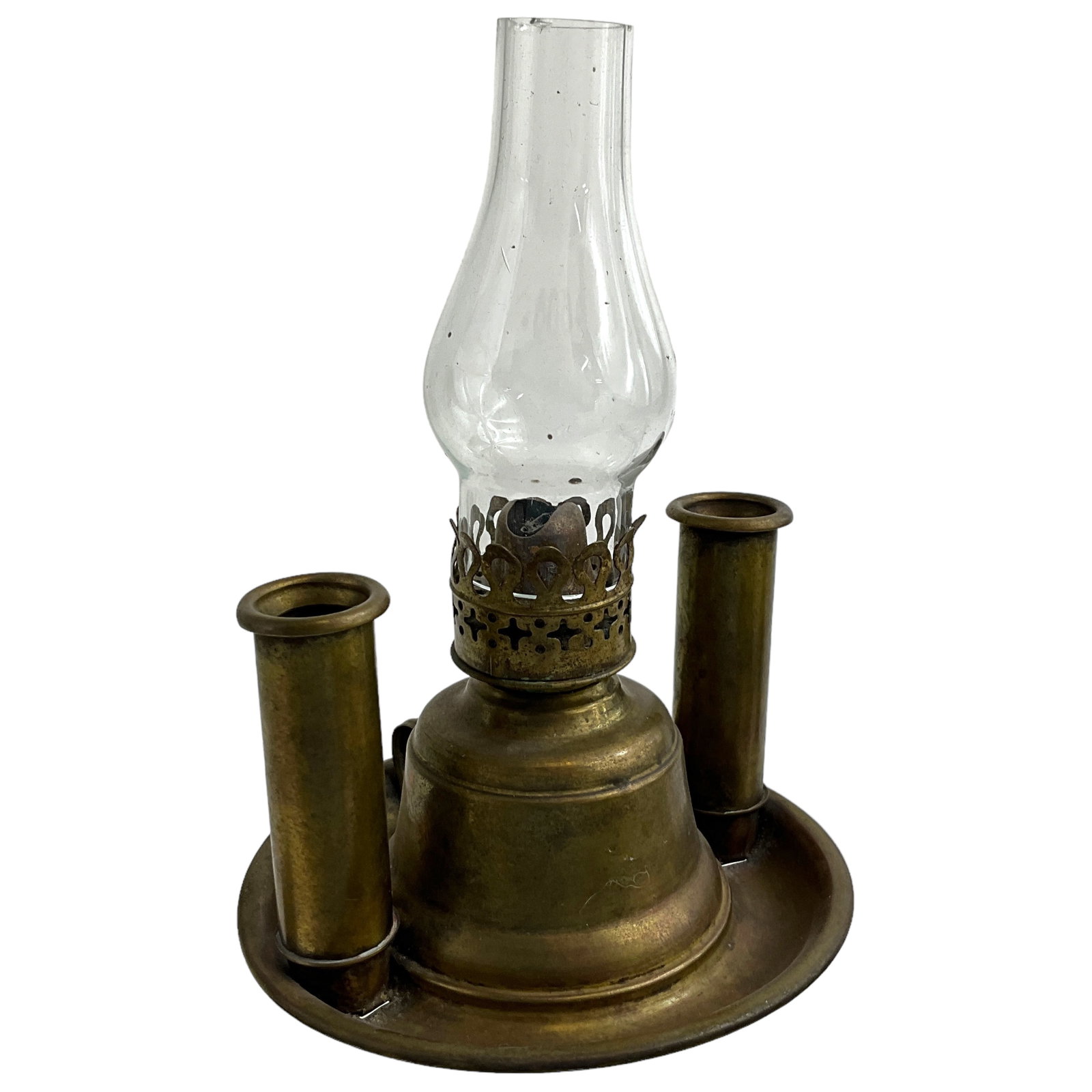 Victorian Finger Lamp, Brass, with Candlestick Holders (1 of 3)