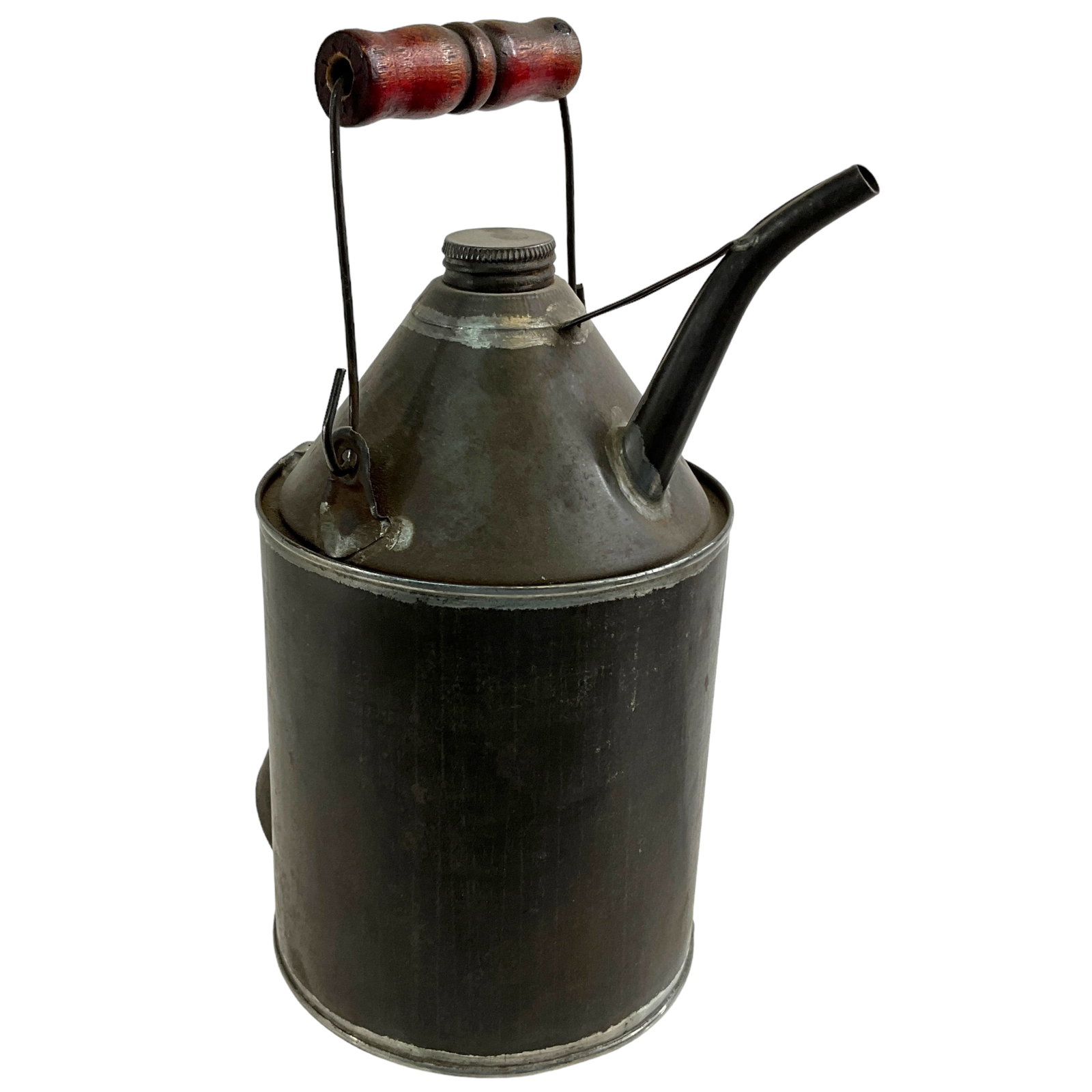 Oil/Kerosene Can: Oil/Kerosene can, black. Measures approx. 10" tall, 5" diameter.