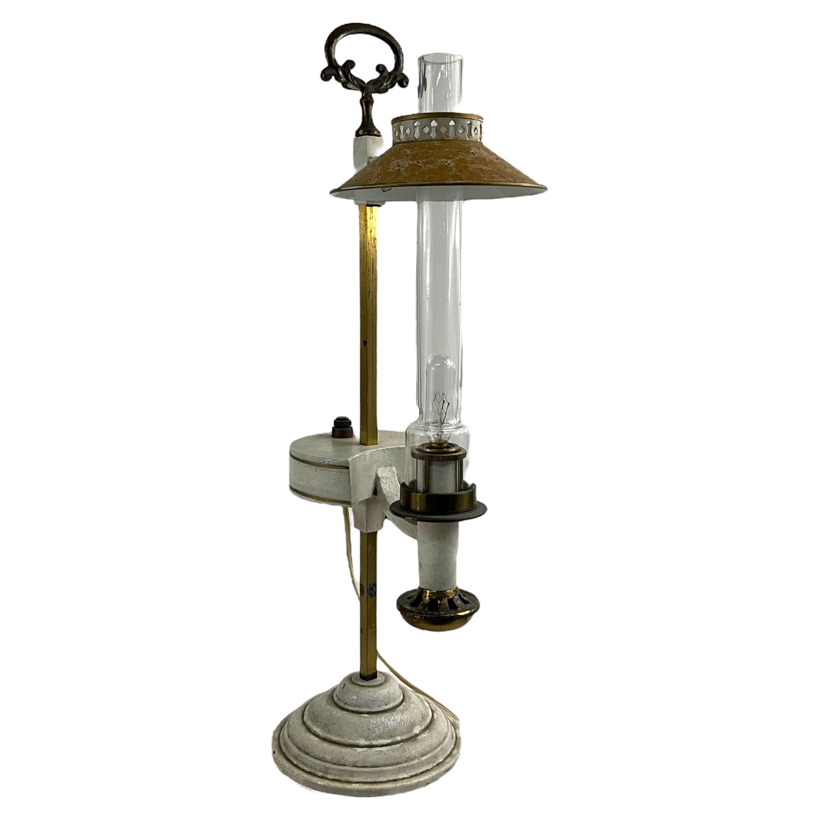 Victorian Desk Lamp, Antique White Painted Metal, Adjustable, Electric (1 of 2)