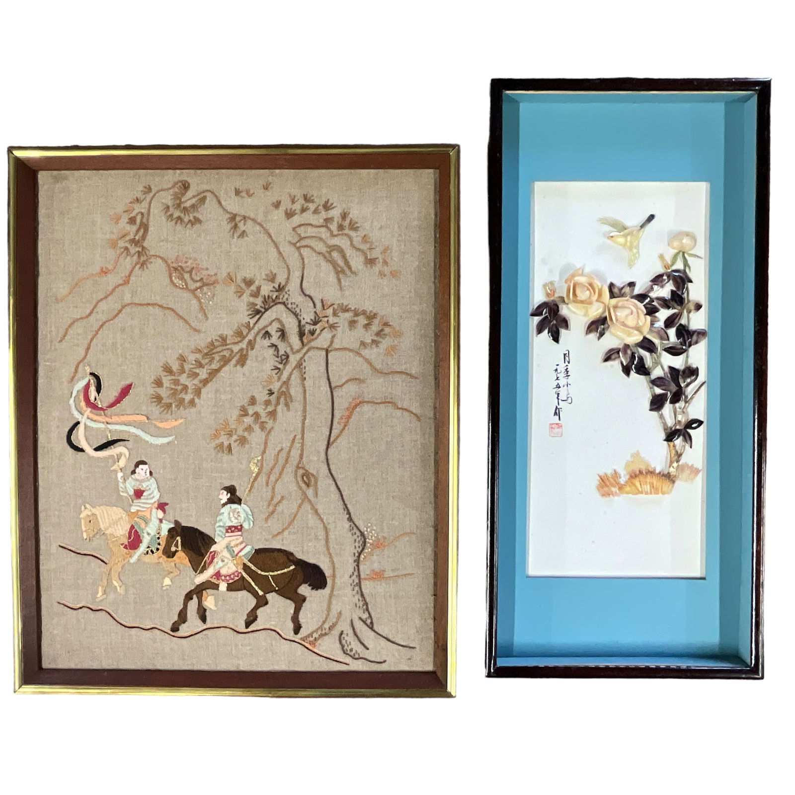 Artwork, Shells on Board and Embroidery on Linen, Lot of 2 (1 of 9)