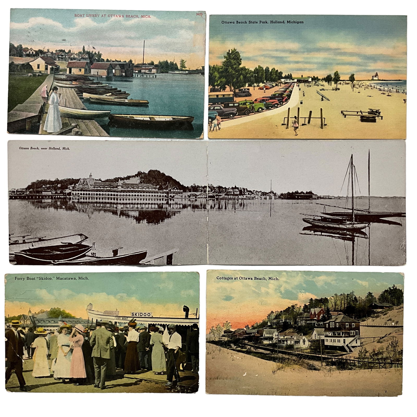Postcards, Ottawa Beach, Holland, Michigan, Lot of 5 (1 of 2)