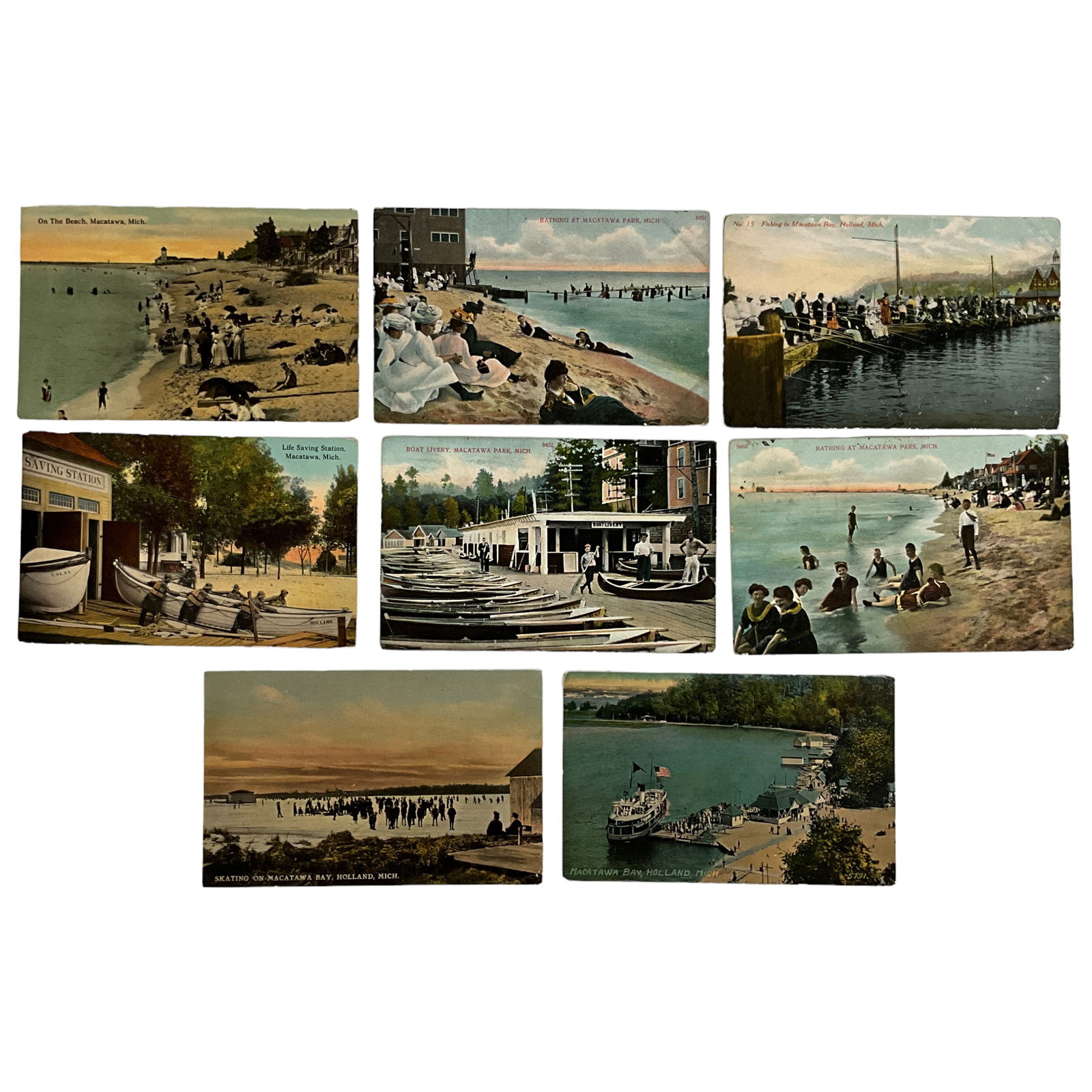 Postcards, Lake Macatawa and Macatawa Park, Lot of 8 (1 of 2)