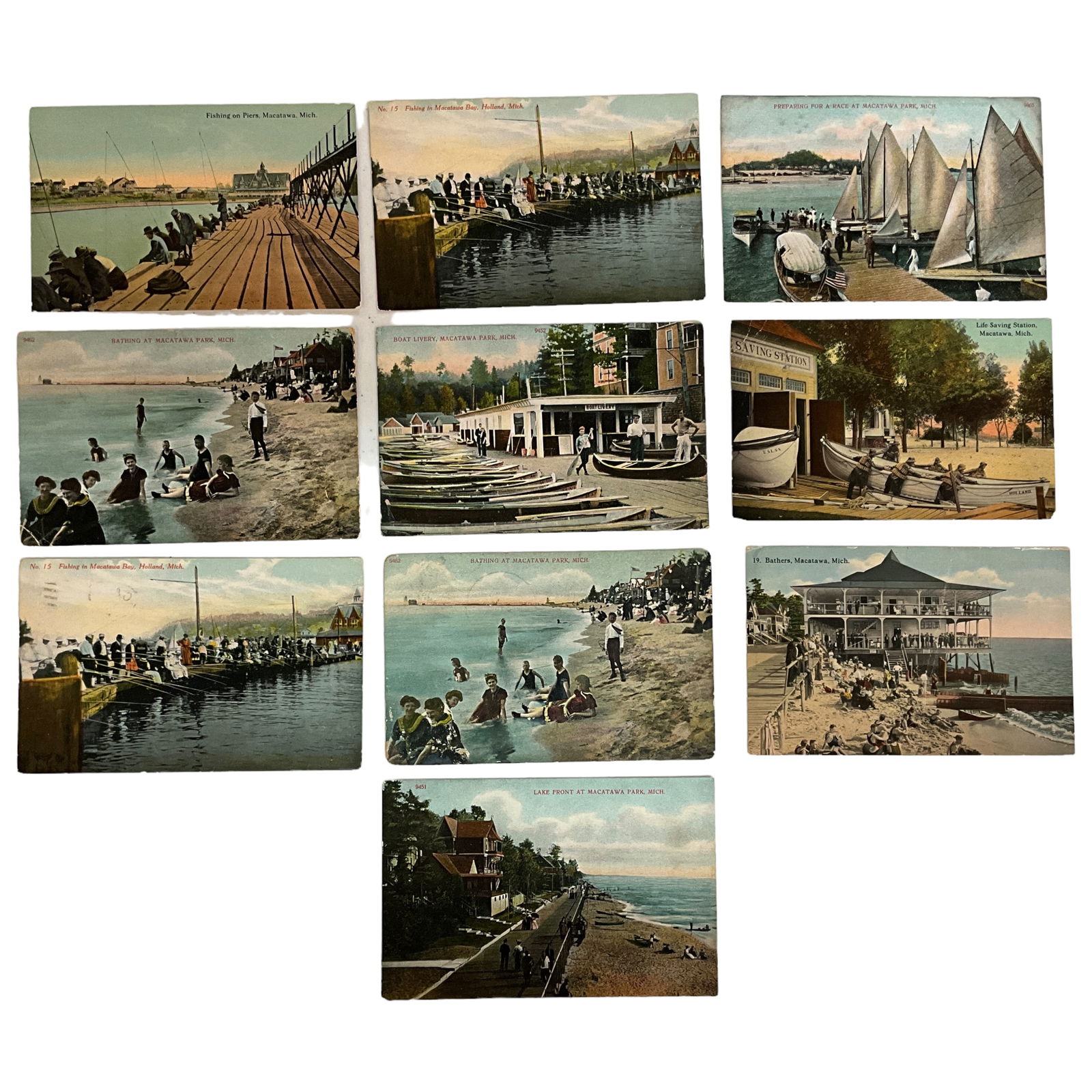 Postcards, Lake Macatawa and Macatawa Park, Lot of 10 (1 of 2)