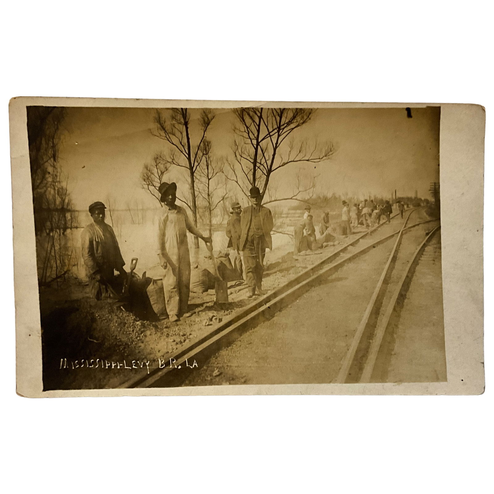 Real Photo Postcard, Train Tracks from Mississippi to Baton Rouge, La, Black Americana (1 of 2)