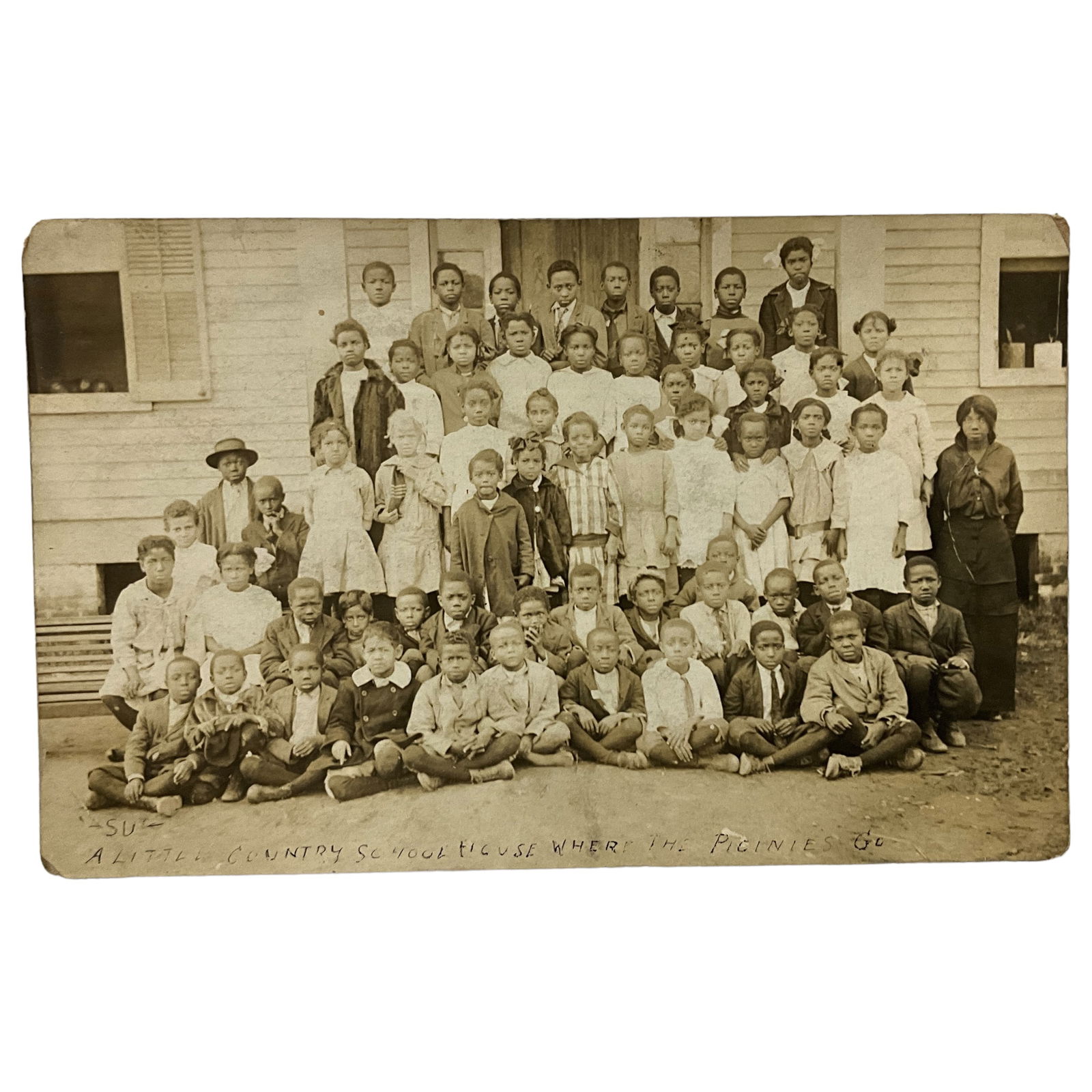 Real Photo Postcard, A Little Country School House, Black Americana (1 of 2)