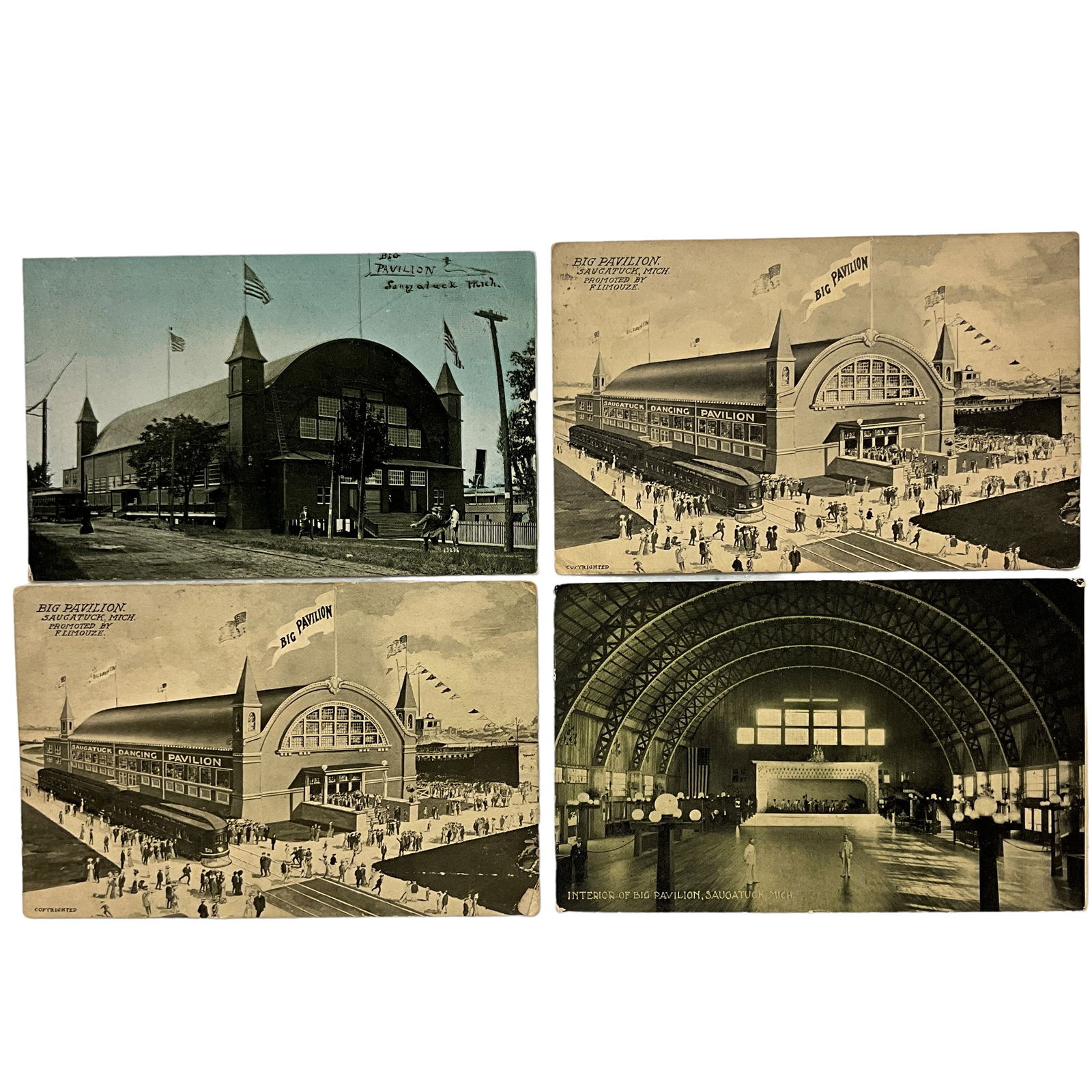 Vintage Postcards, The Big Pavilion, Saugatuck, Michigan, Lot of 4 (1 of 2)