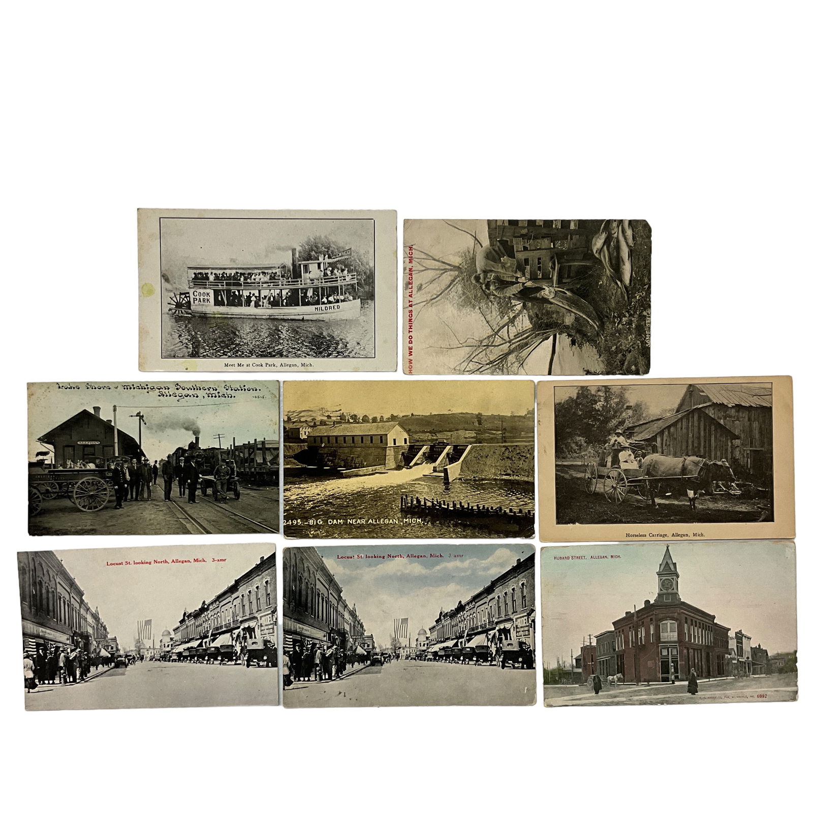 Vintage Postcards, Allegan, Michigan, Lot of 8 (1 of 2)