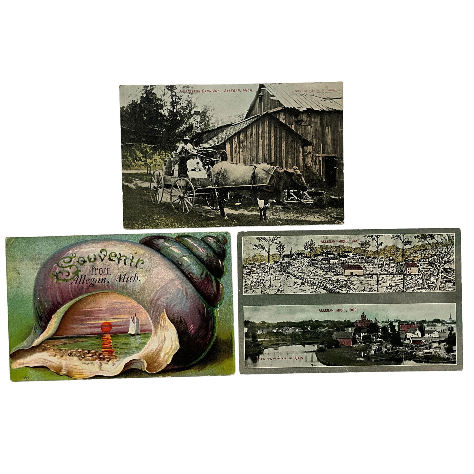 Souvenir Postcards, Allegan, Michigan, Lot of 3 (1 of 2)