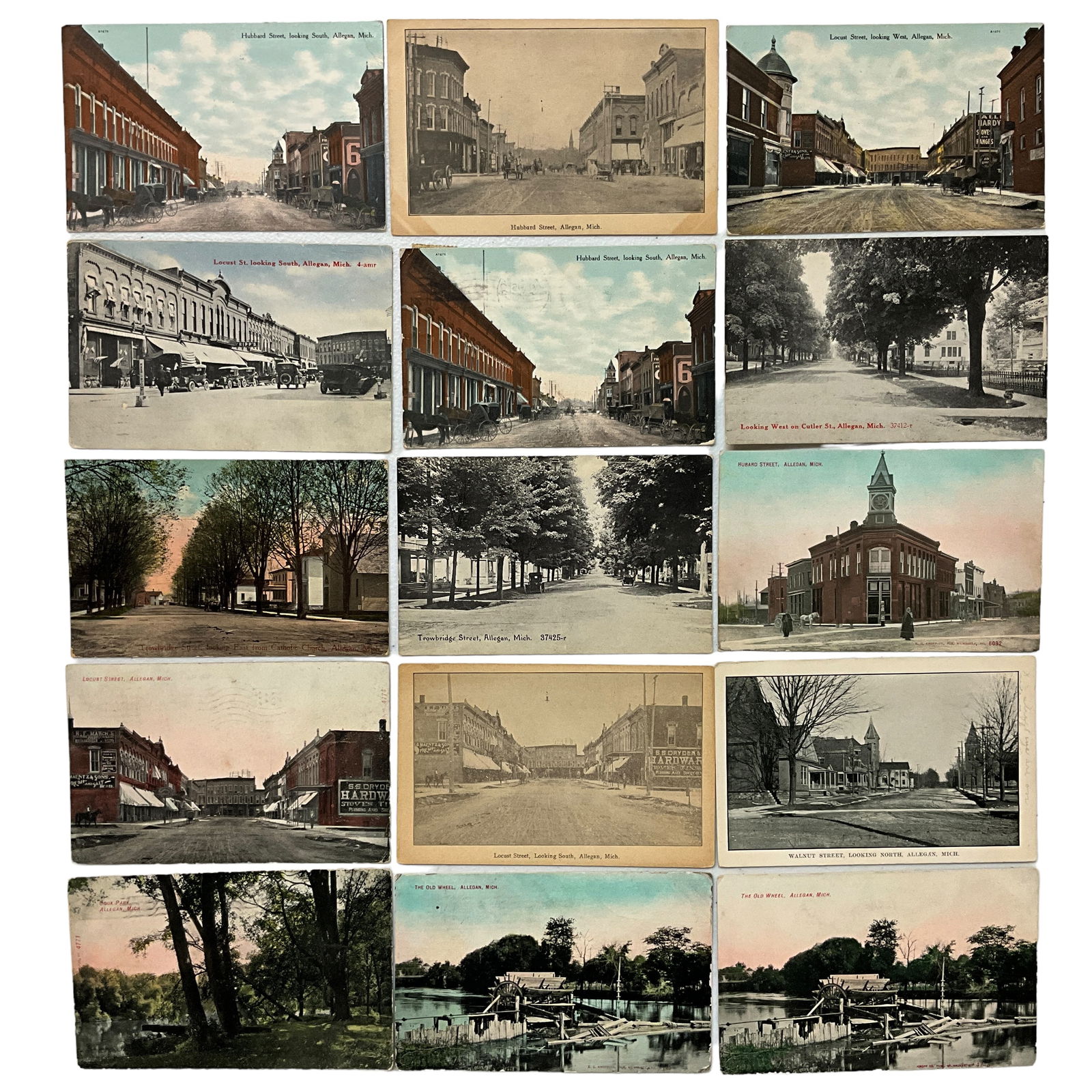 Vintage Postcards, Allegan, Michigan, Street Scenes, Lot of 15 (1 of 2)