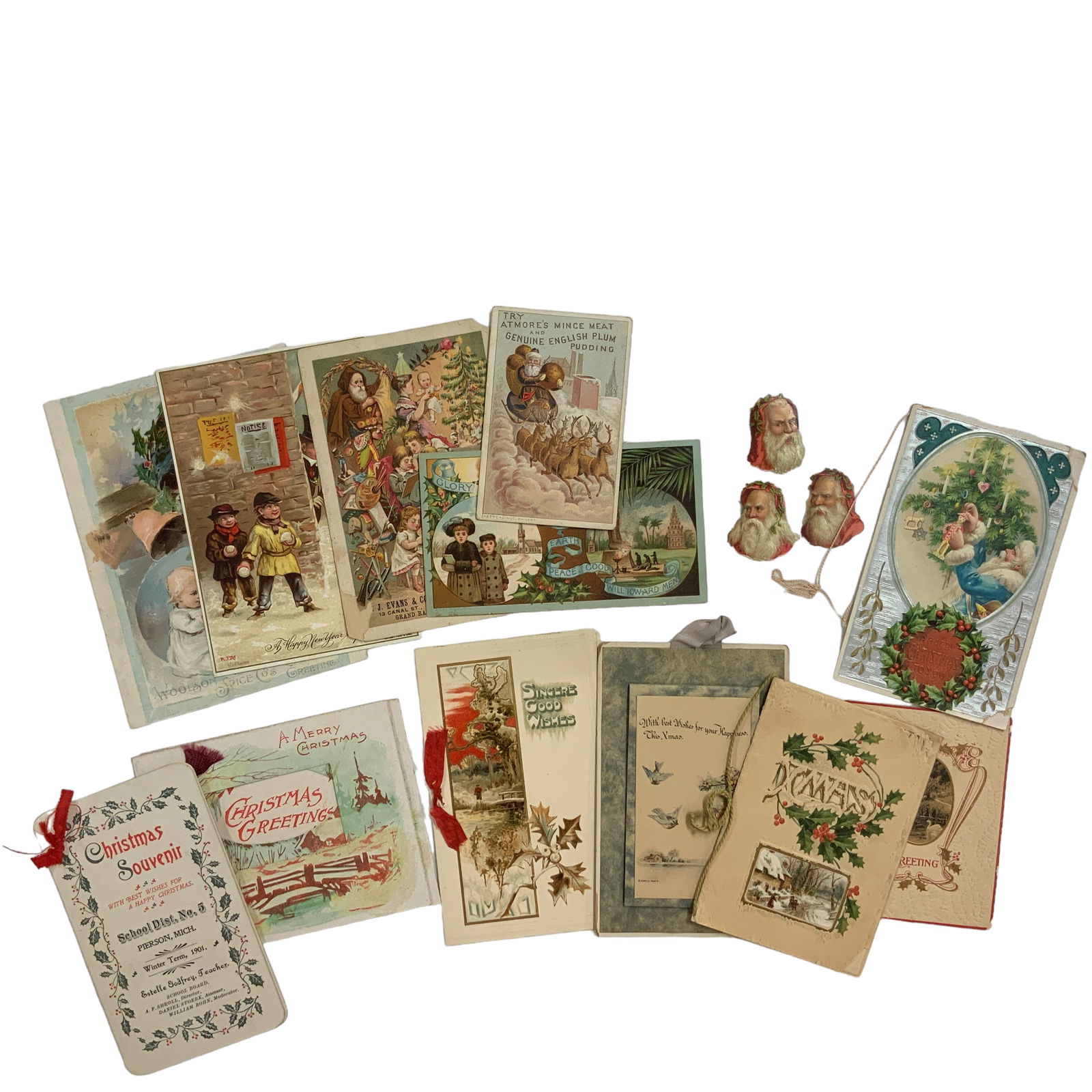 Vintage Christmas Theme Ephemera, Santa, Children, Wildlife; Lot of 15 (1 of 2)