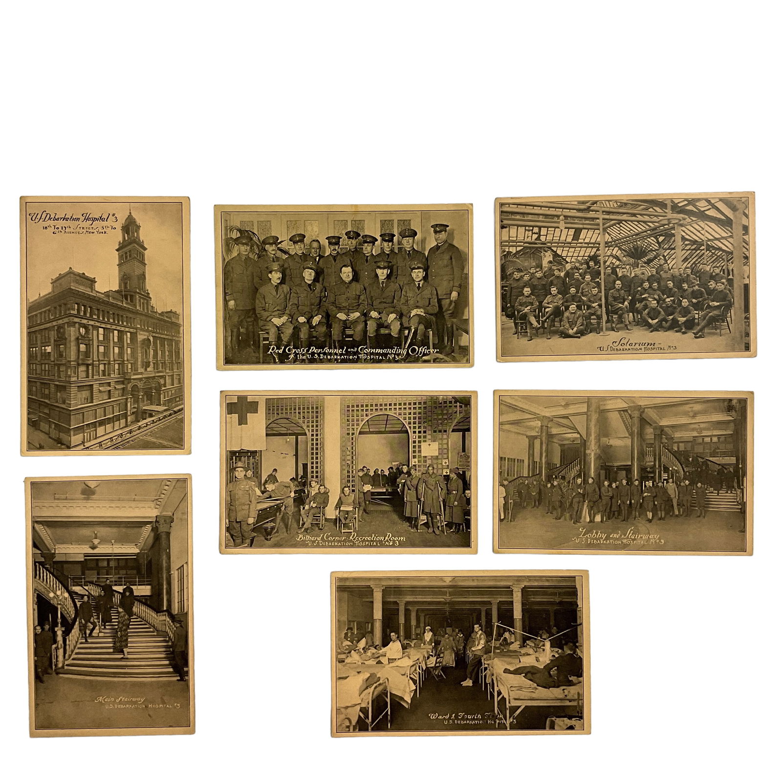 Vintage Postcards, U.S. Debarkation Hospital #3, Lot of 7 (1 of 2)