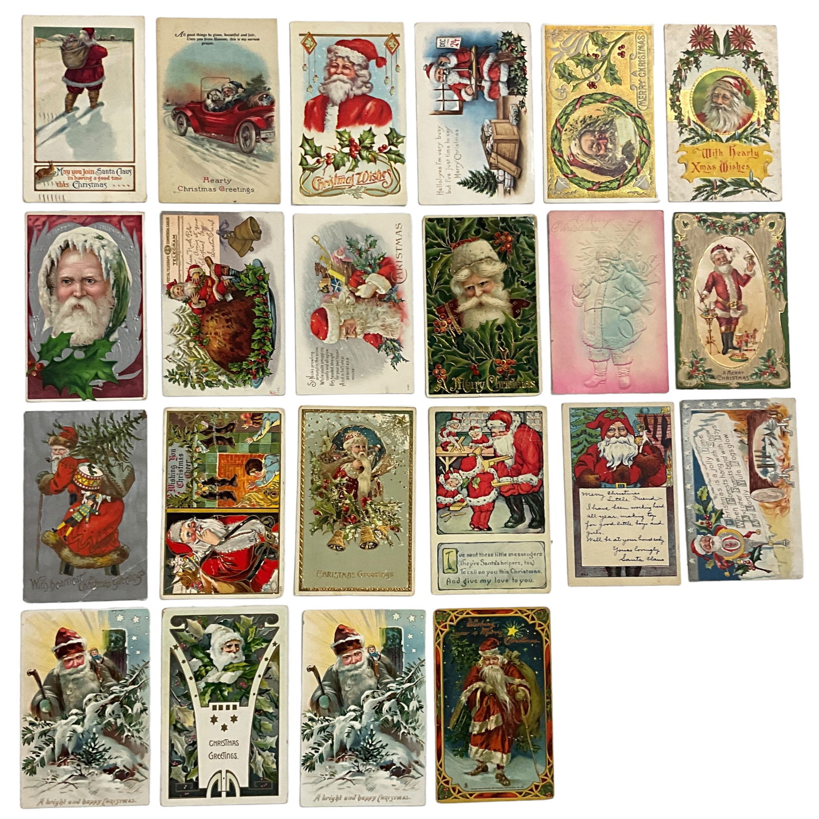 Holiday Postcards, Christmas Santas, Lot of 22 (1 of 3)