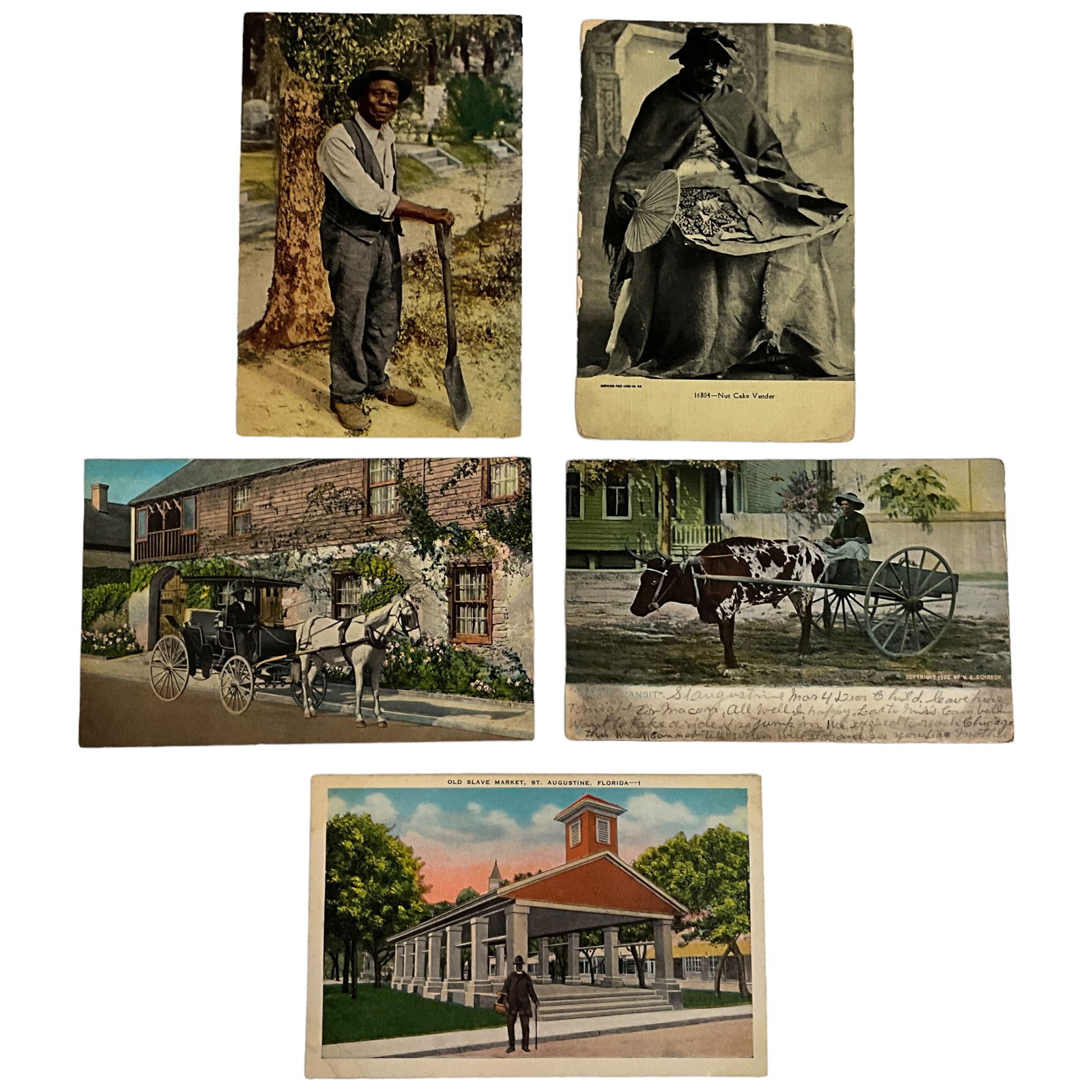 Postcards, Elderly African Americans, Black Americana, Lot of 5 (1 of 4)